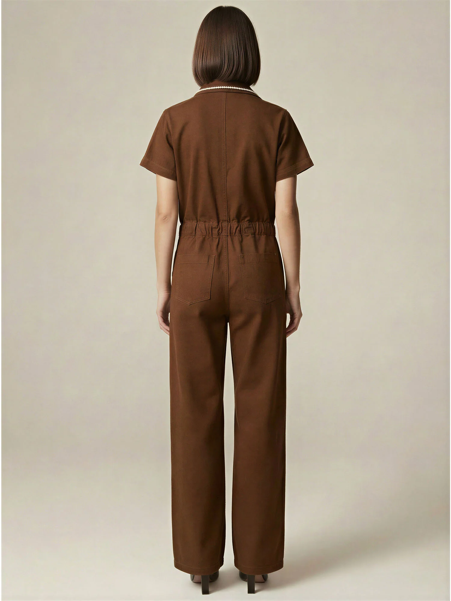 Embroidery Detail Denim Jumpsuit - Image 4