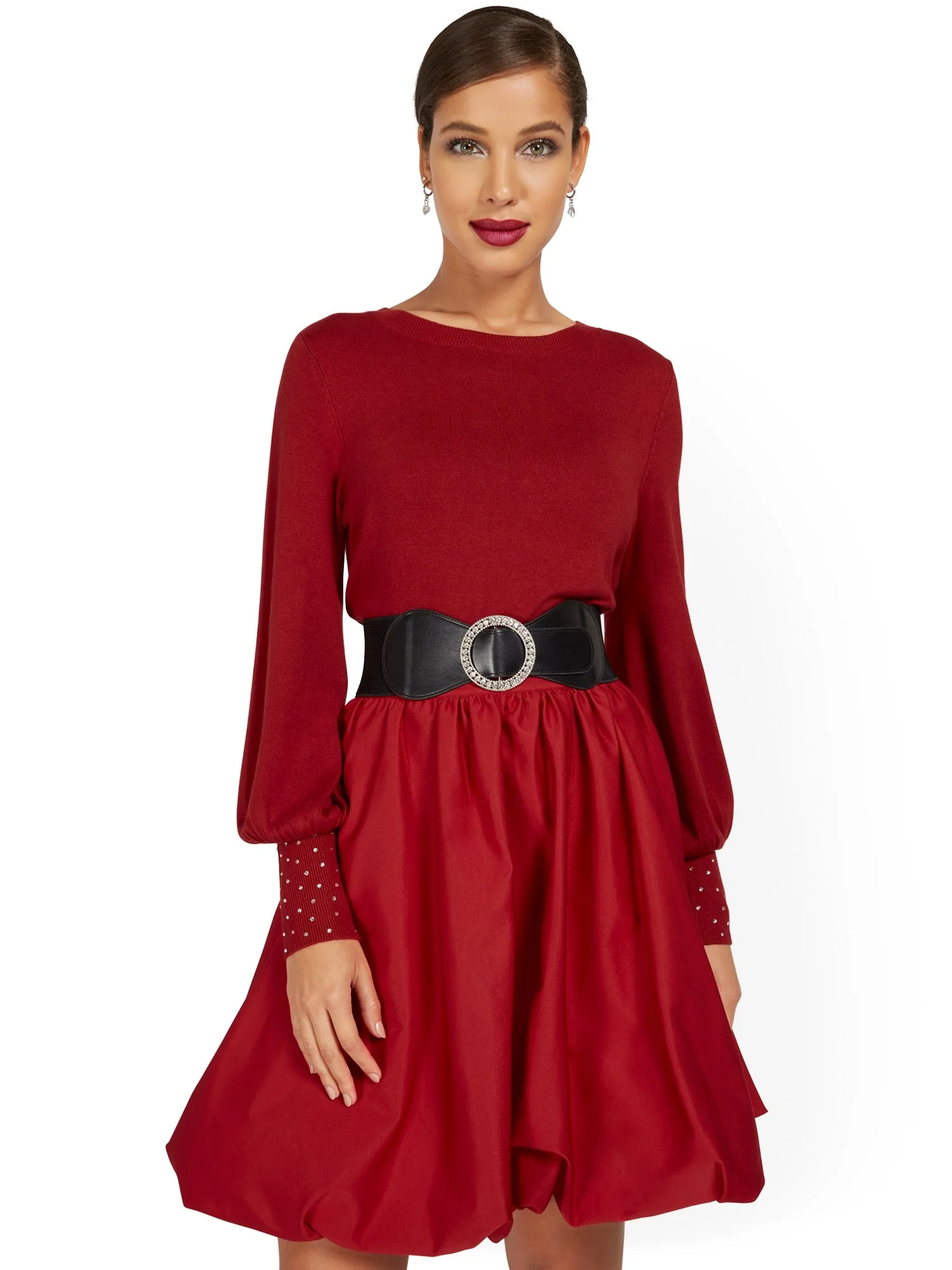 Embroidered Balloon-Sleeve Pullover Sweater - Image 5