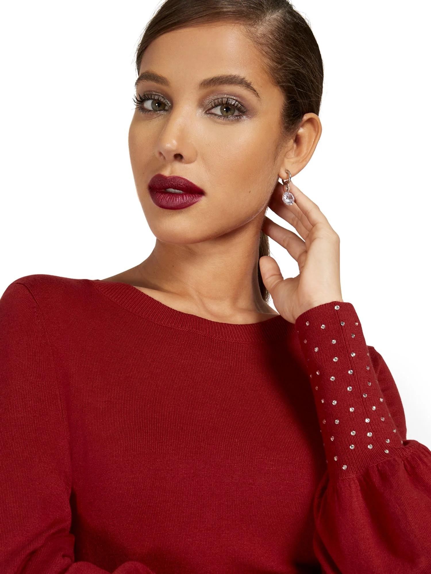 Embroidered Balloon-Sleeve Pullover Sweater - Image 7