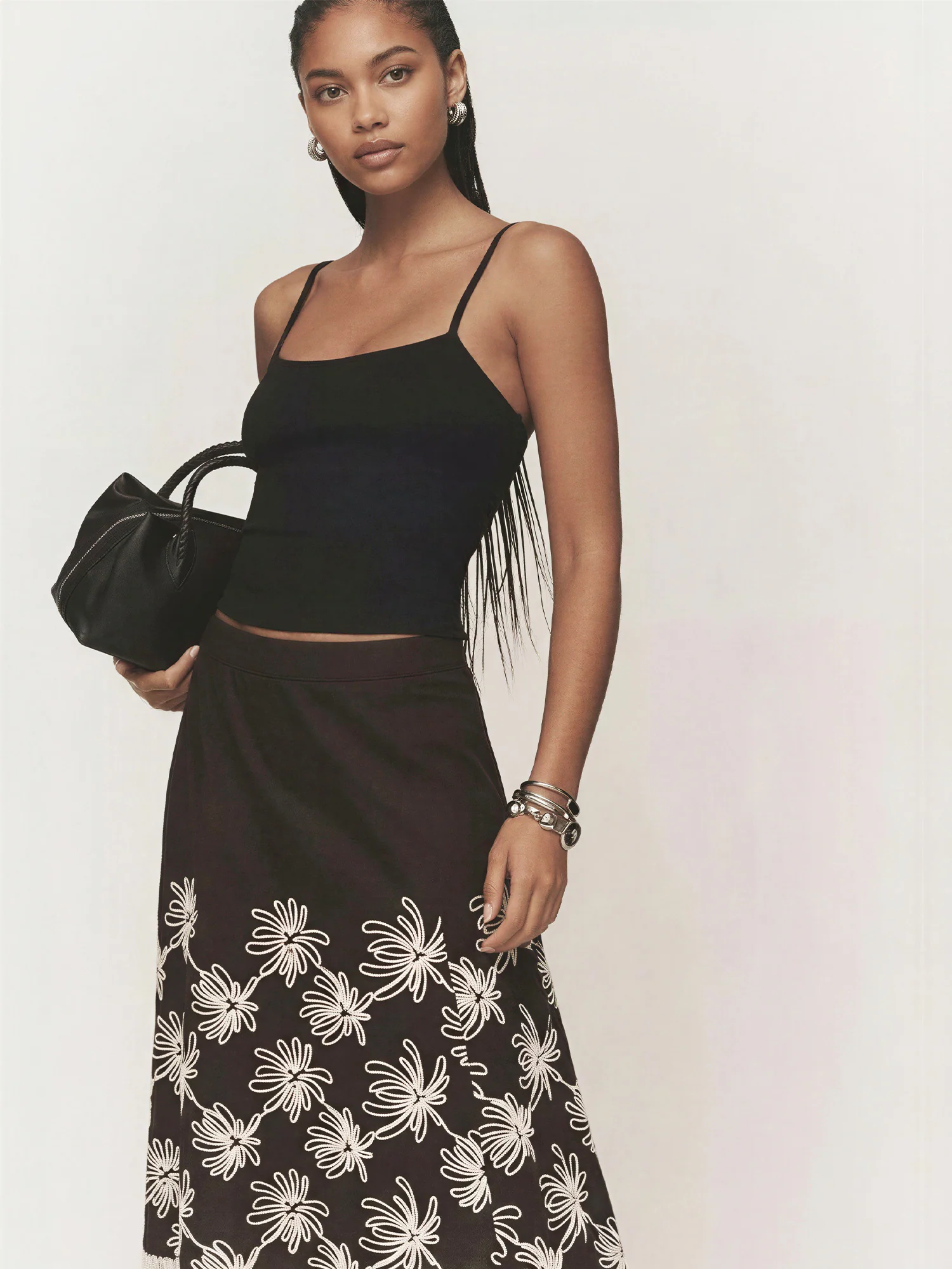 Embroidered Detail Midi Skirt - Image 3