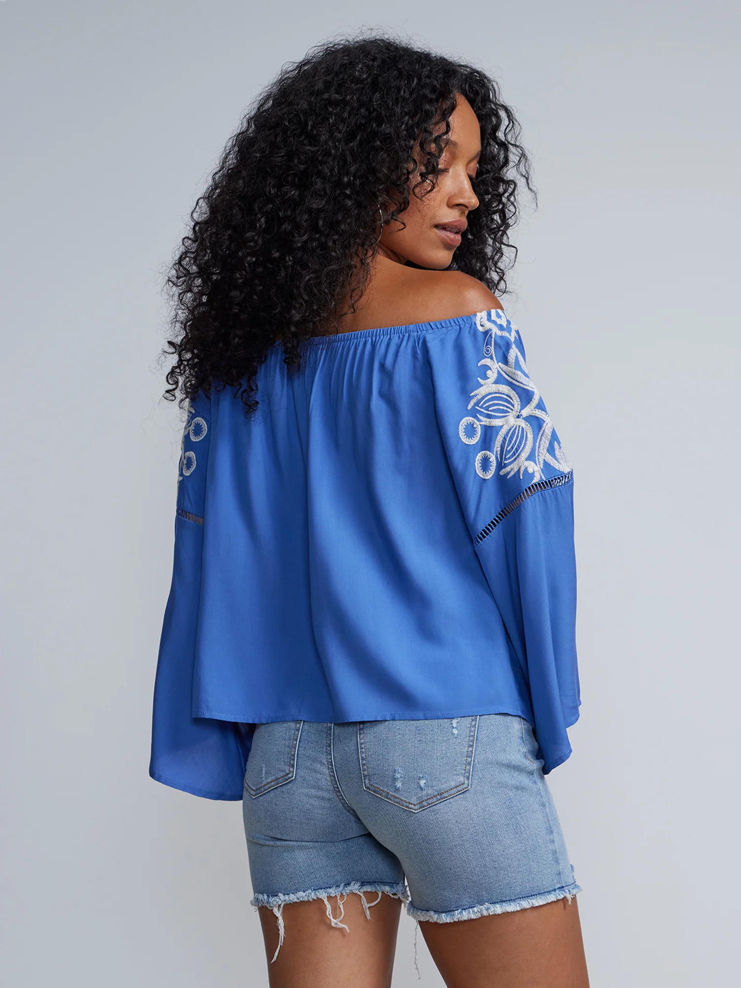 Embroidered Off Shoulder Top - Image 3
