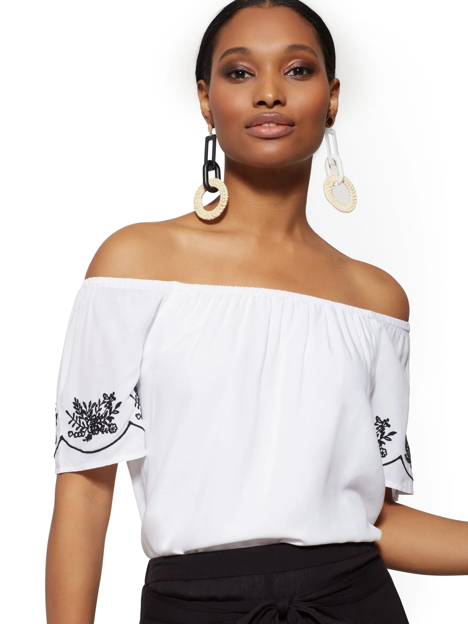 Embroidered Off-The-Shoulder Top - Image 5