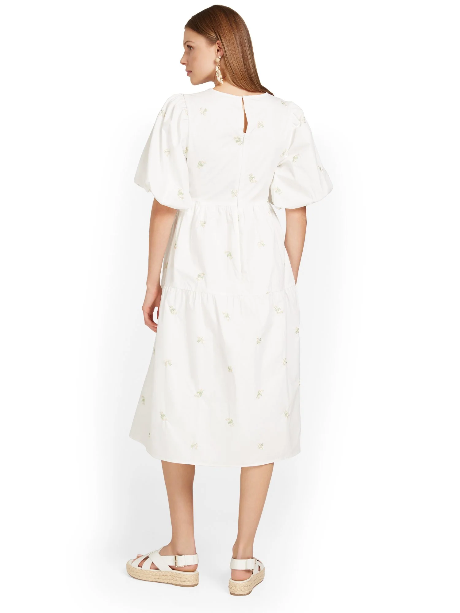 Moodie Embroidered Poplin Puff-Sleeve Midi Dress - Brands We Love - Image 3