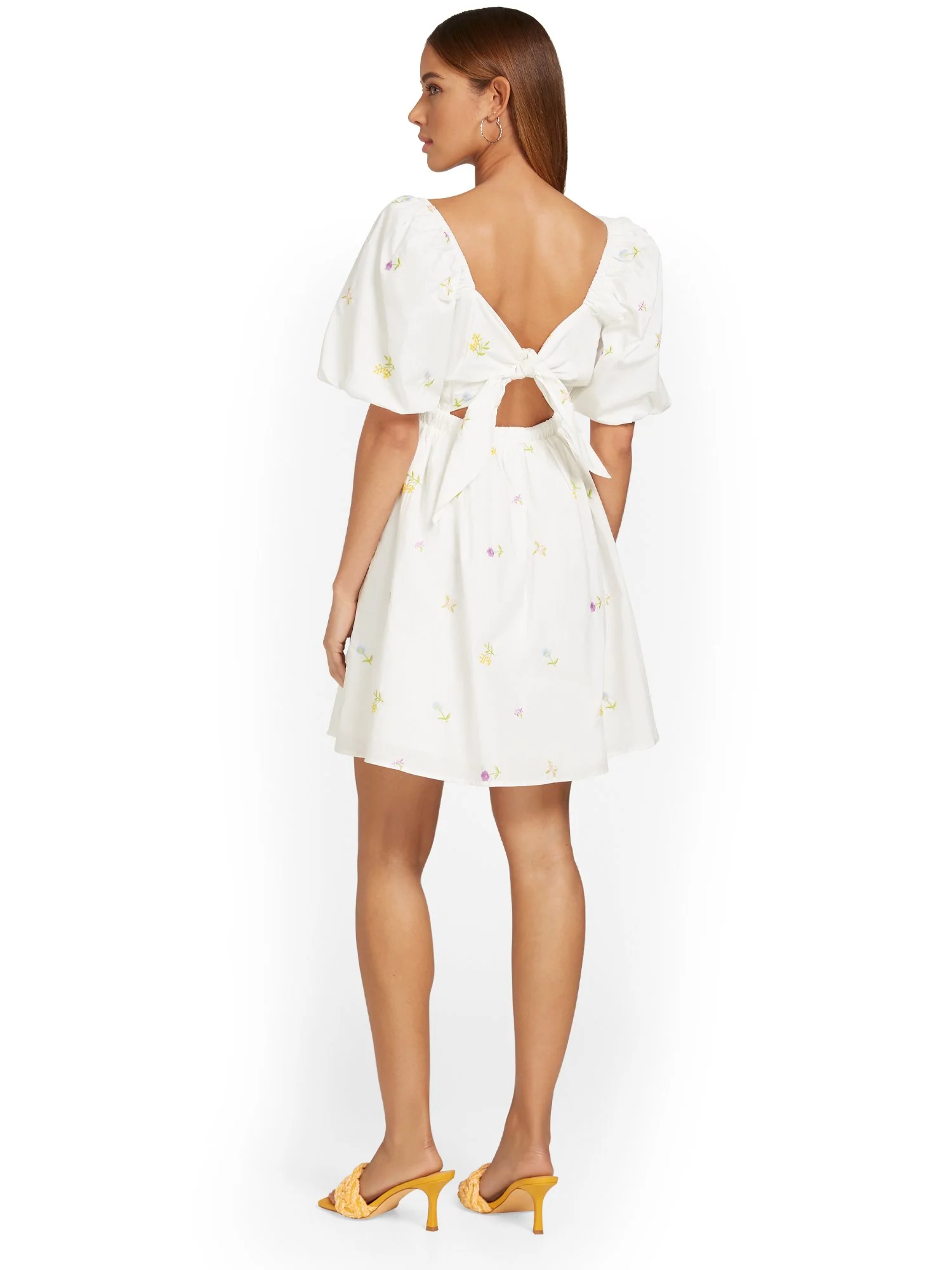 Embroidered Puff-Sleeve Mini Dress - English Factory - Image 3