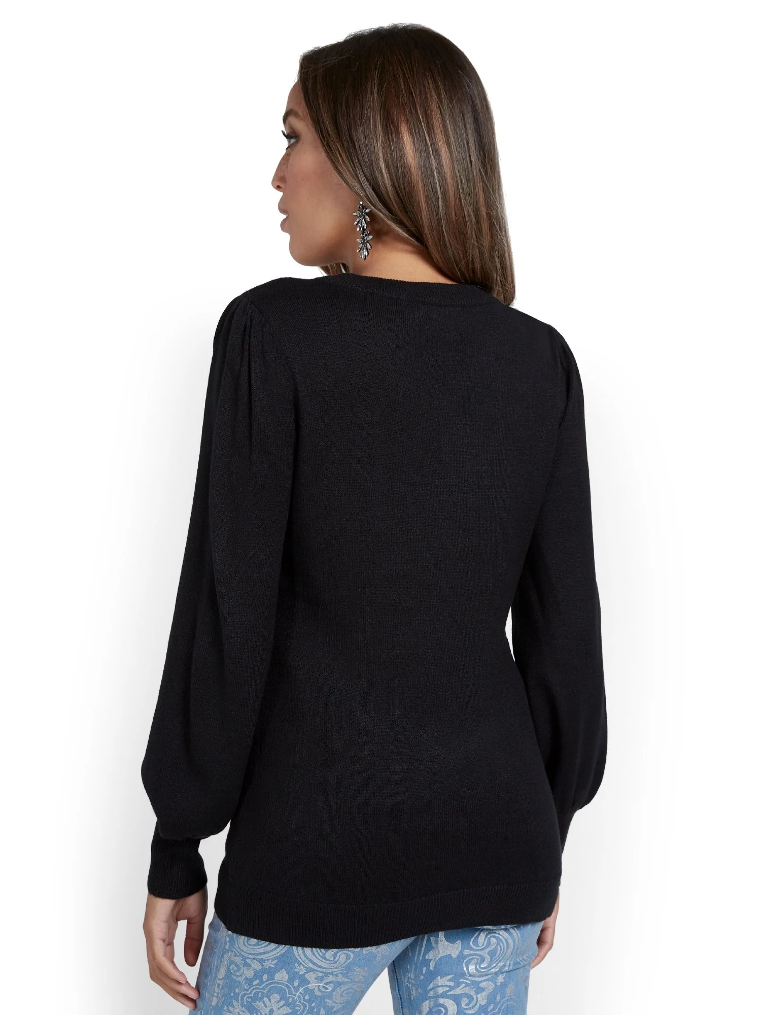 Essential Puff-Sleeve Crewneck Sweater - Image 3
