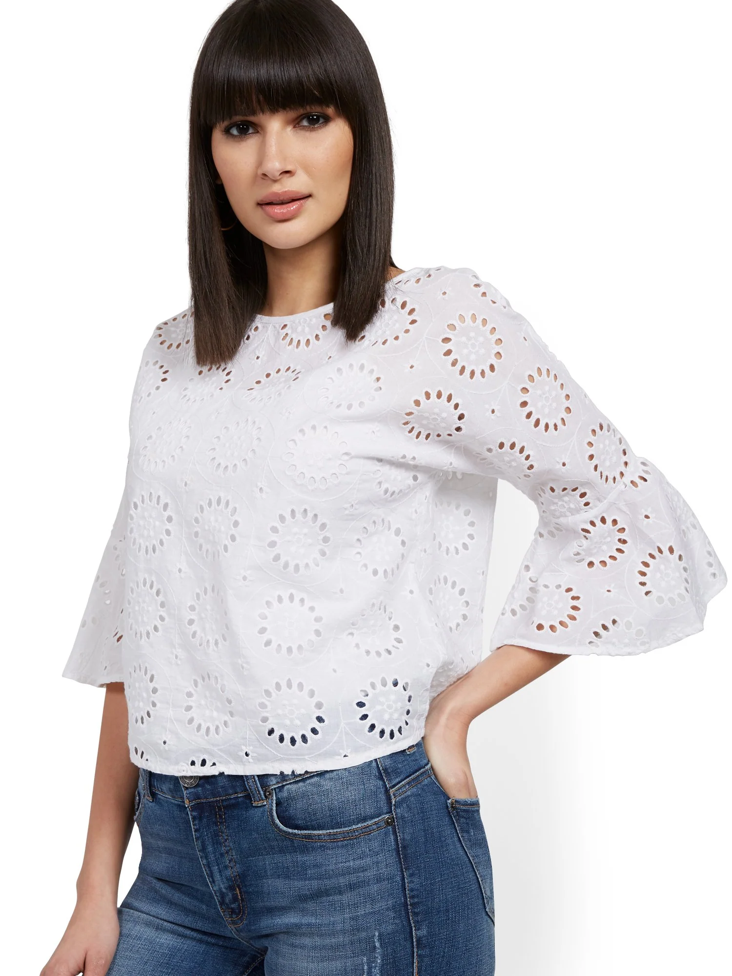 Eyelet Bell-Sleeve Blouse - Image 5