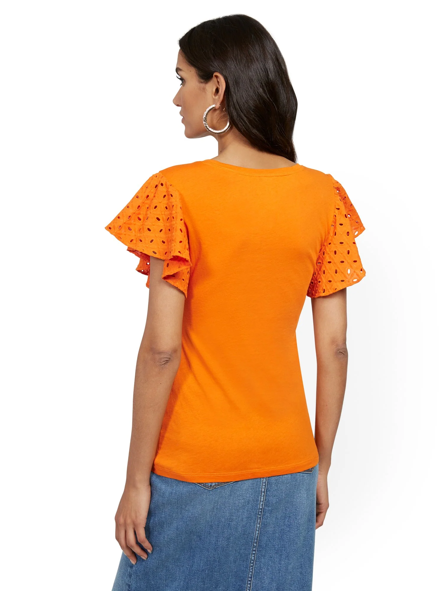 Eyelet Flutter-Sleeve Top - Image 6