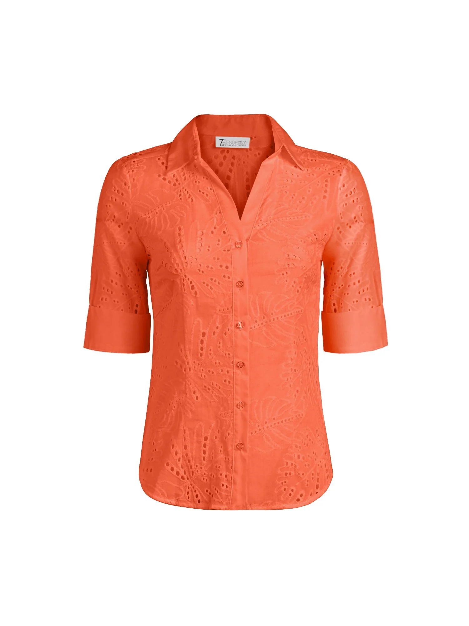Eyelet Madison Stretch Shirt - Secret Snap - 7th Avenue - Image 3