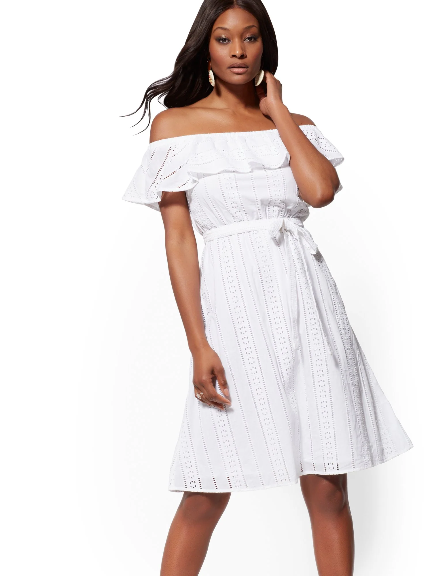 Eyelet Off-The-Shoulder Flare Dress - Image 2