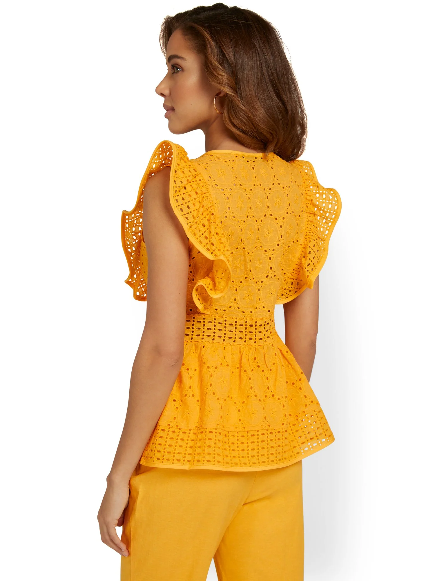Eyelet Ruffle-Sleeve Top - Image 3