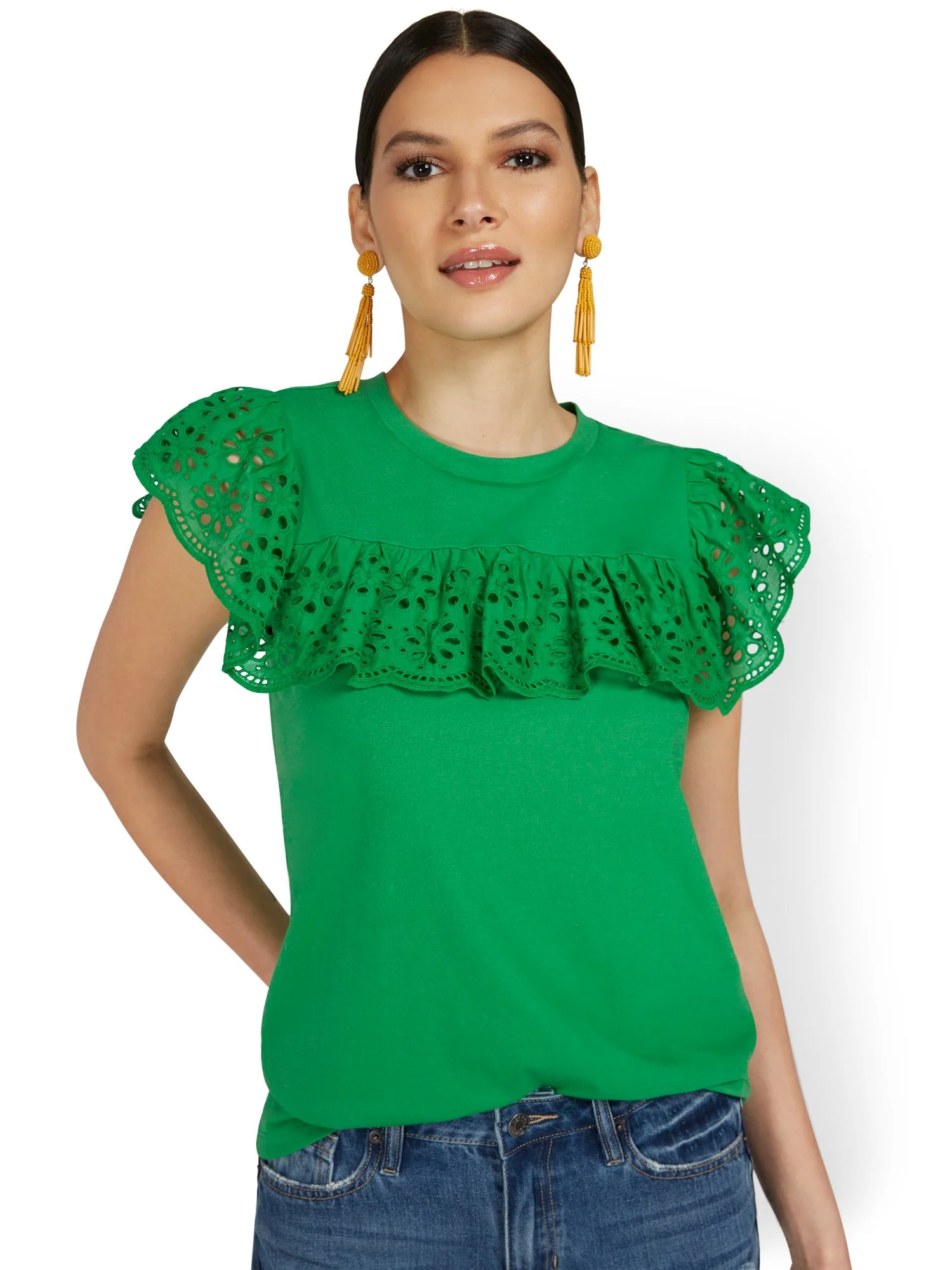 Eyelet Ruffle Top