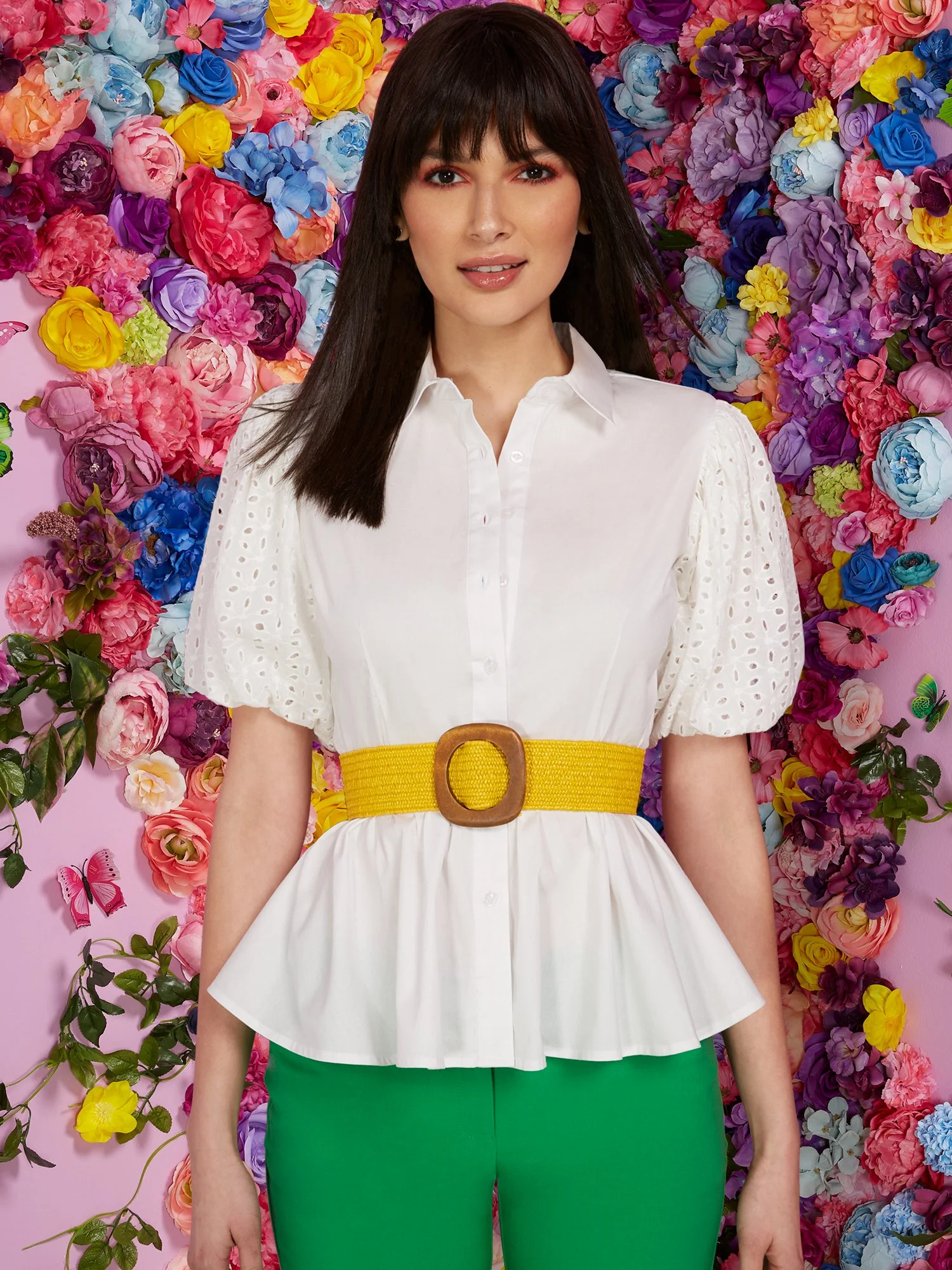 Eyelet-Sleeve Button-Down Poplin Shirt - Image 2