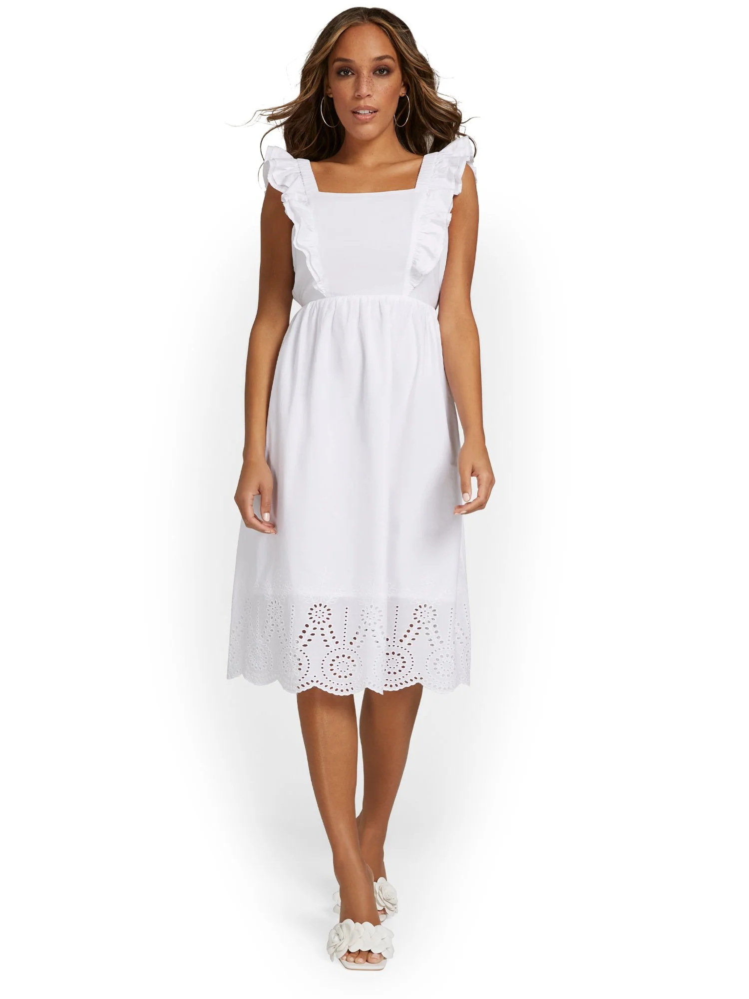 Eyelet-Trim Ruffle-Sleeve Midi Dress - Lily & Cali - Image 2