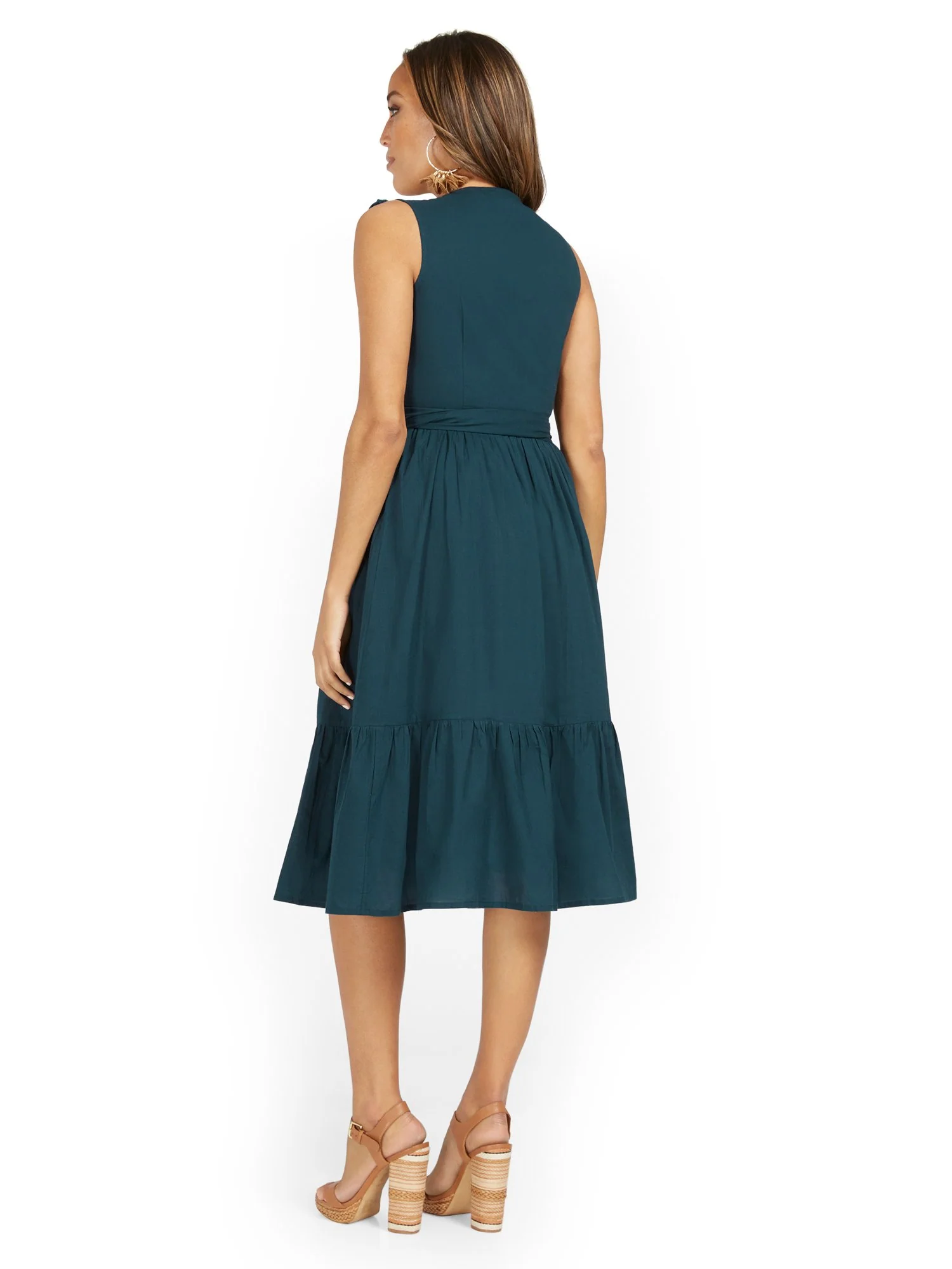 Eyelet V-Neck Sleeveless Wrap Dress - Image 7