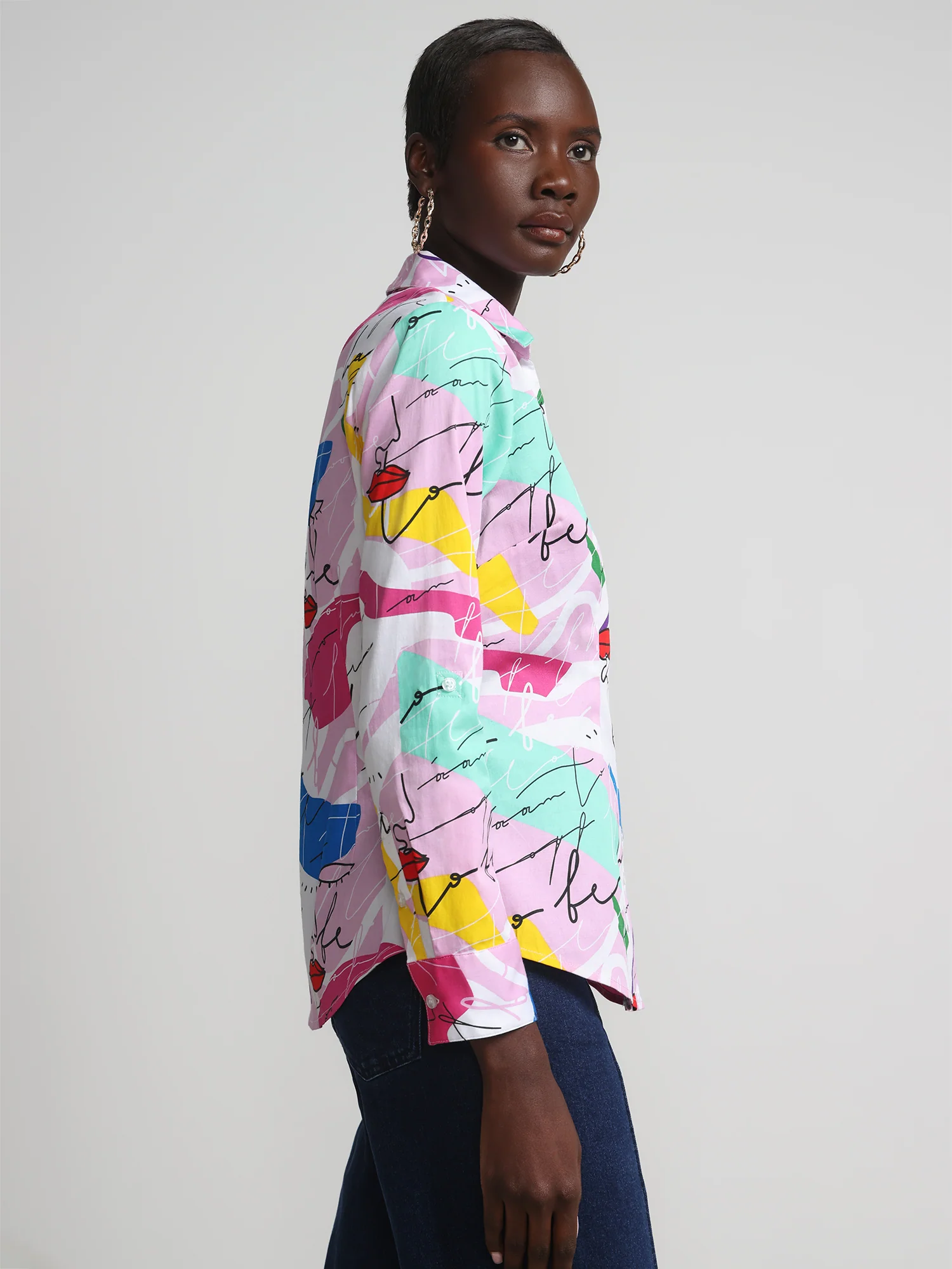 Face-Print Double-Button Secret Snap - NY&C Madison Shirt® - Image 2