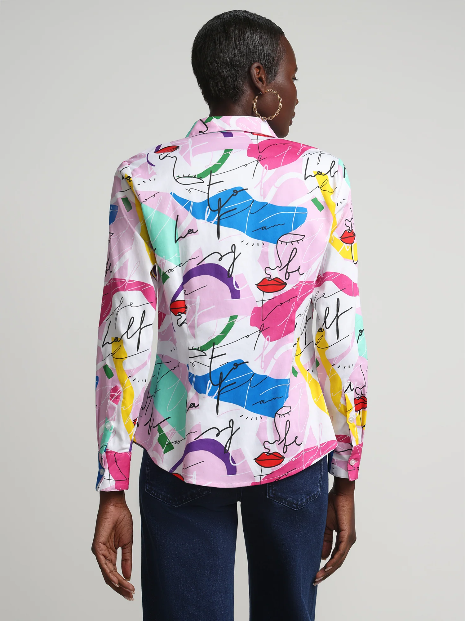 Face-Print Double-Button Secret Snap - NY&C Madison Shirt® - Image 3