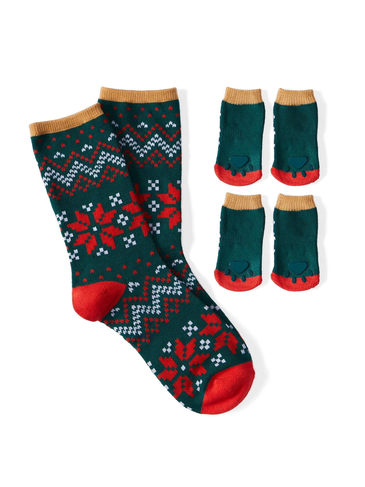 Fair Isle Matching Mom & Dog Socks Set
