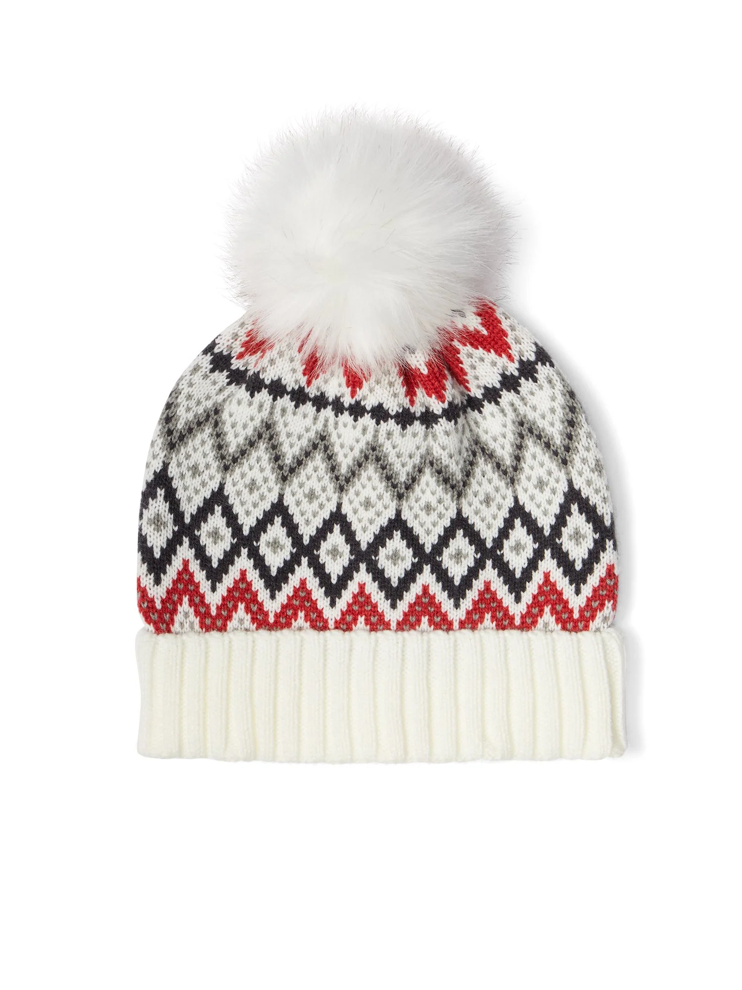 Fair Isle Pom-Pom Knit Hat