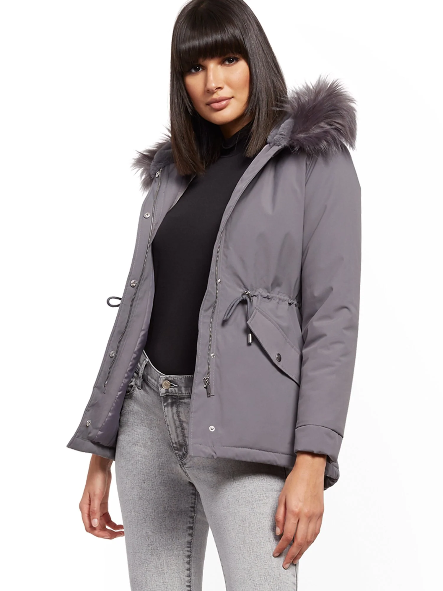 Faux-Fur Trim Hooded Anorak Jacket - Image 11