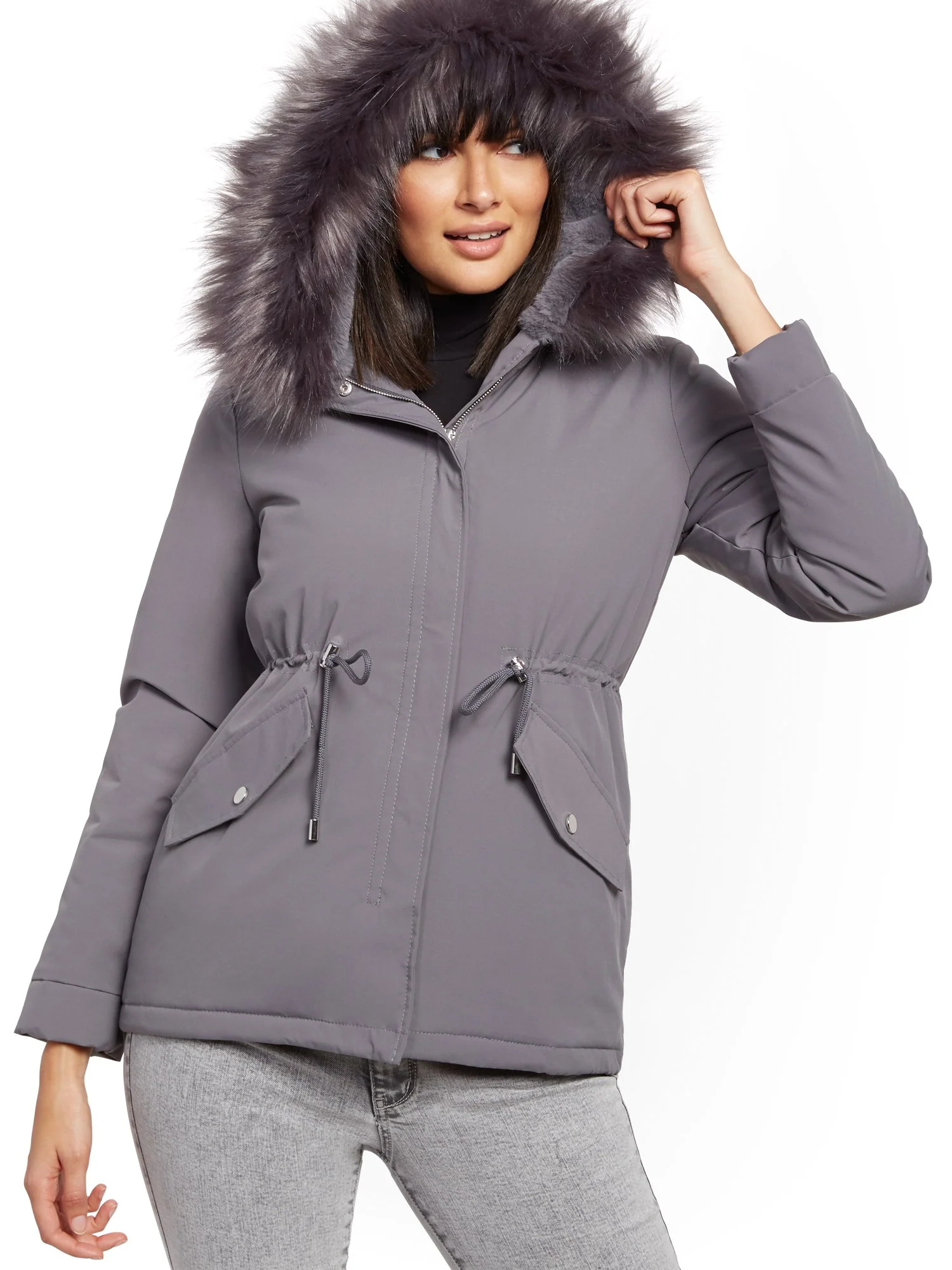 Faux-Fur Trim Hooded Anorak Jacket - Image 14