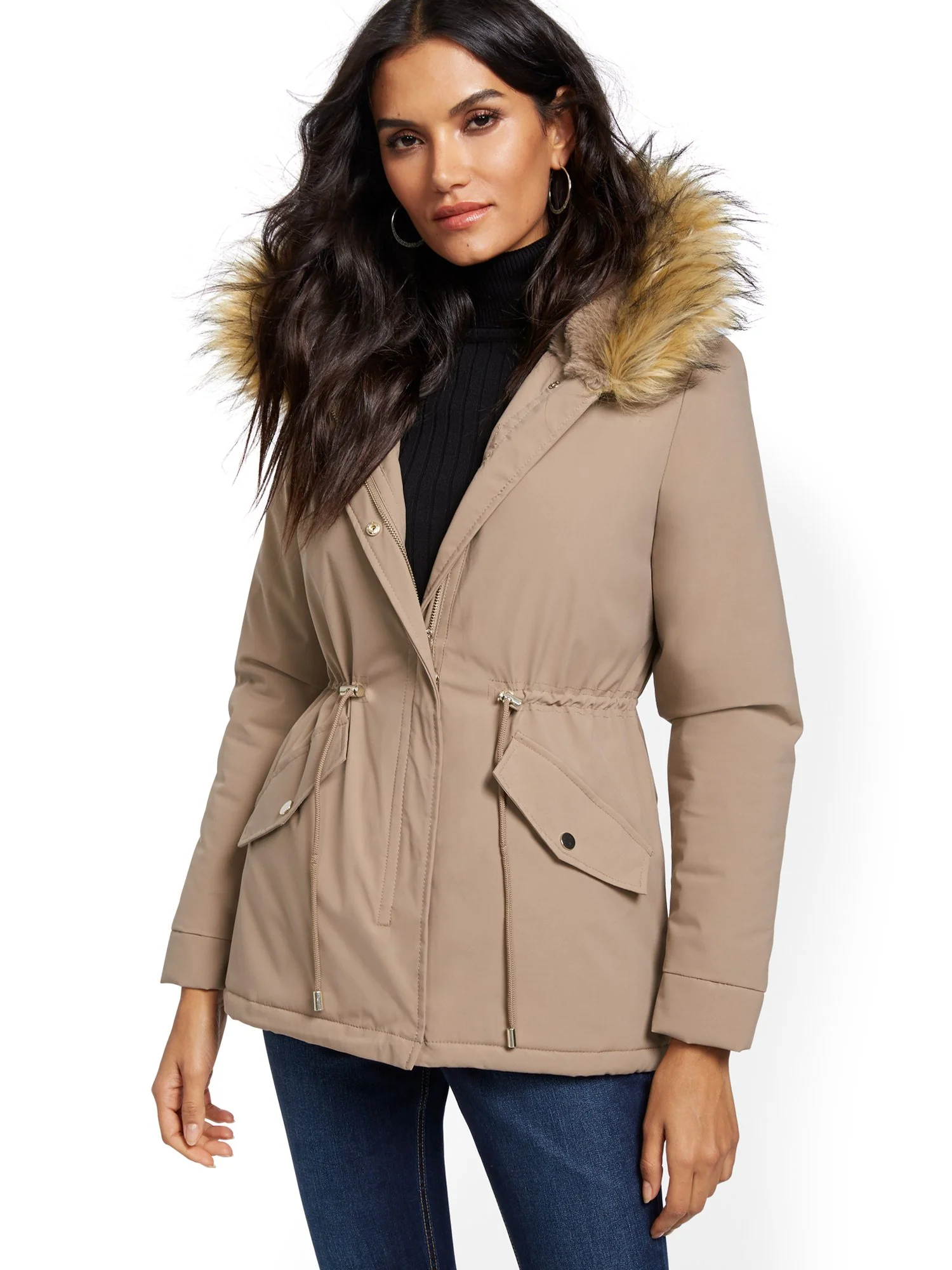 Faux-Fur Trim Hooded Anorak Jacket - Image 9