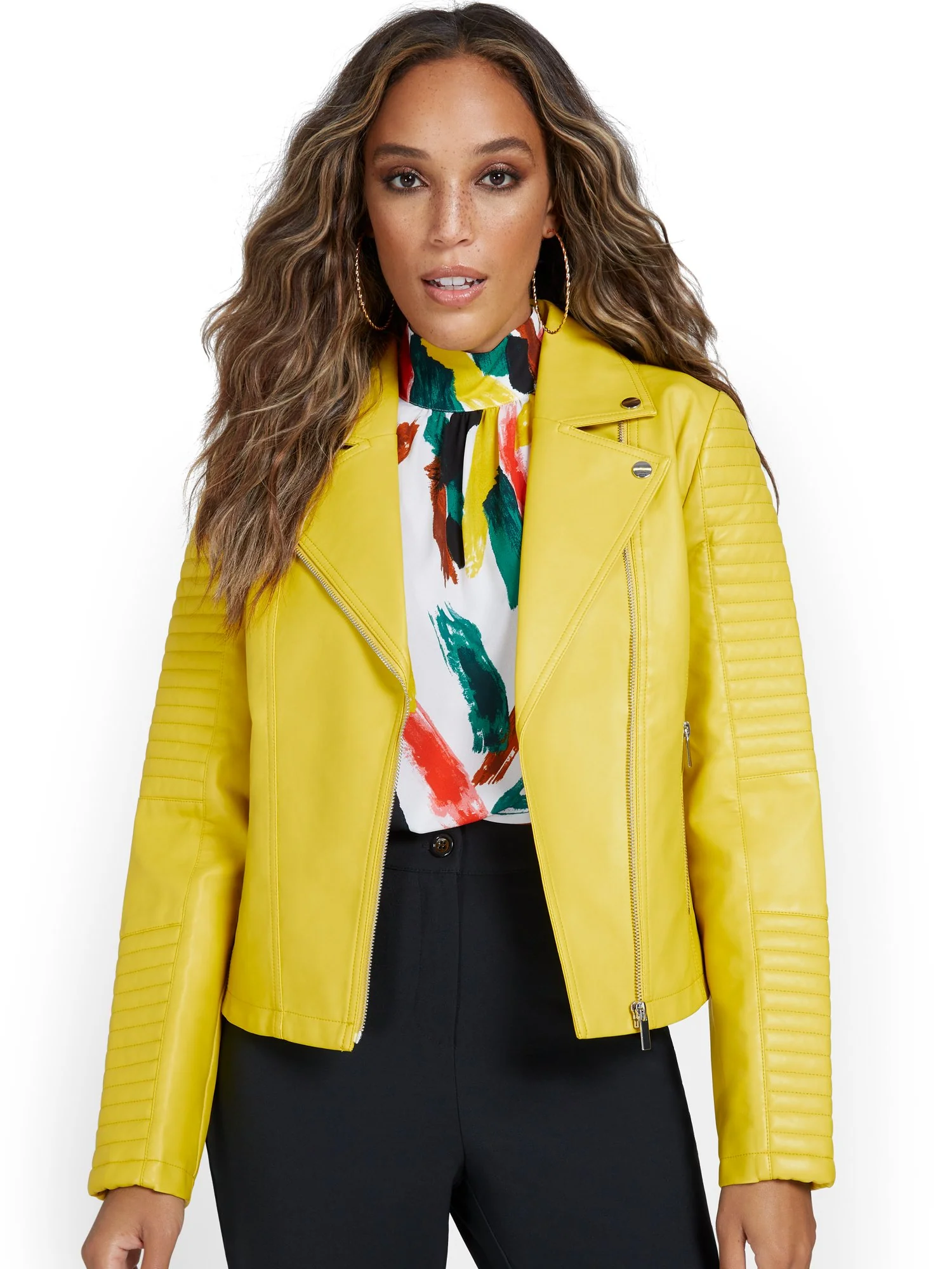Faux-Leather Asymmetrical Trapunto Moto Jacket - Image 16