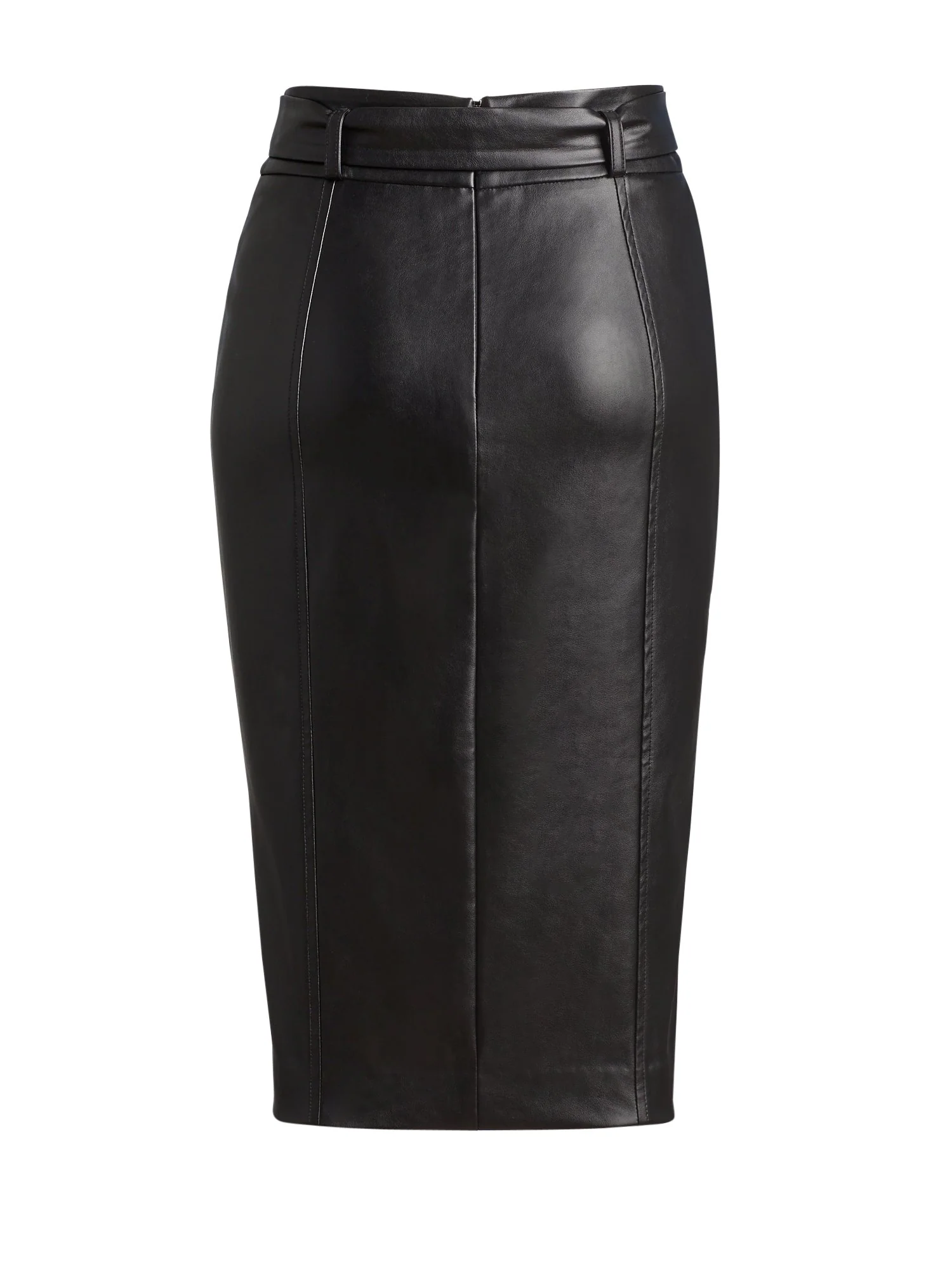 Faux-Leather Belted Pencil Skirt - Image 3