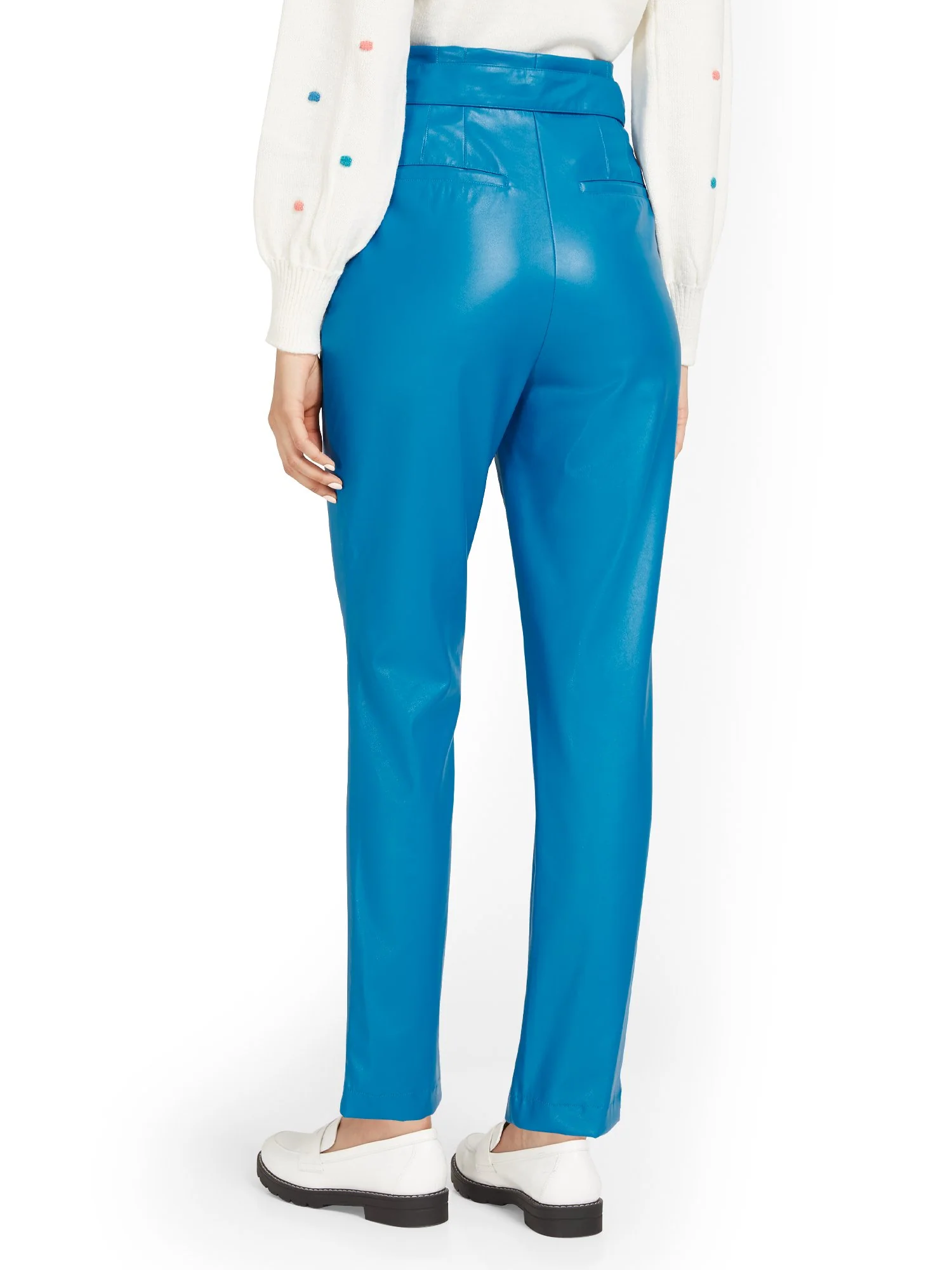 Faux-Leather Belted Straight-Leg Ankle Pant - Image 3