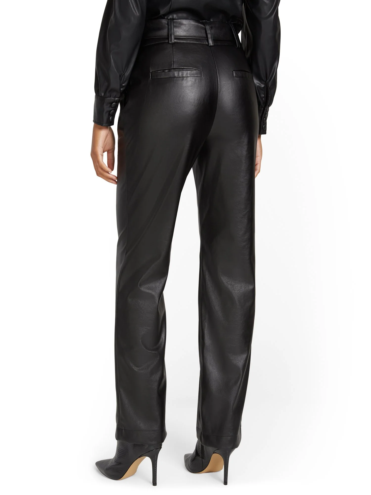 Faux-Leather Belted Wide-Leg Pant - Image 3