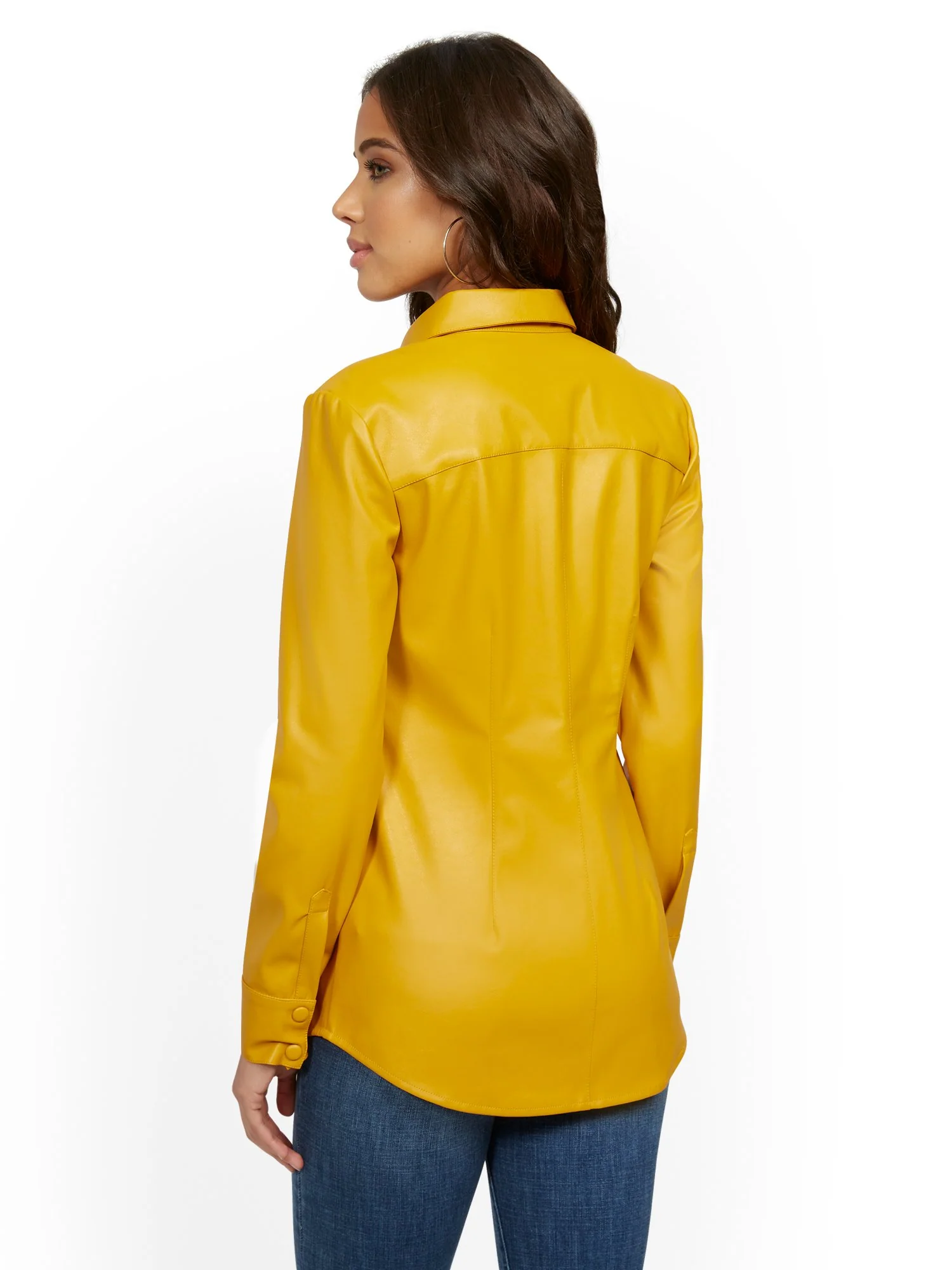 Faux-Leather Button-Down Shirt - Image 10