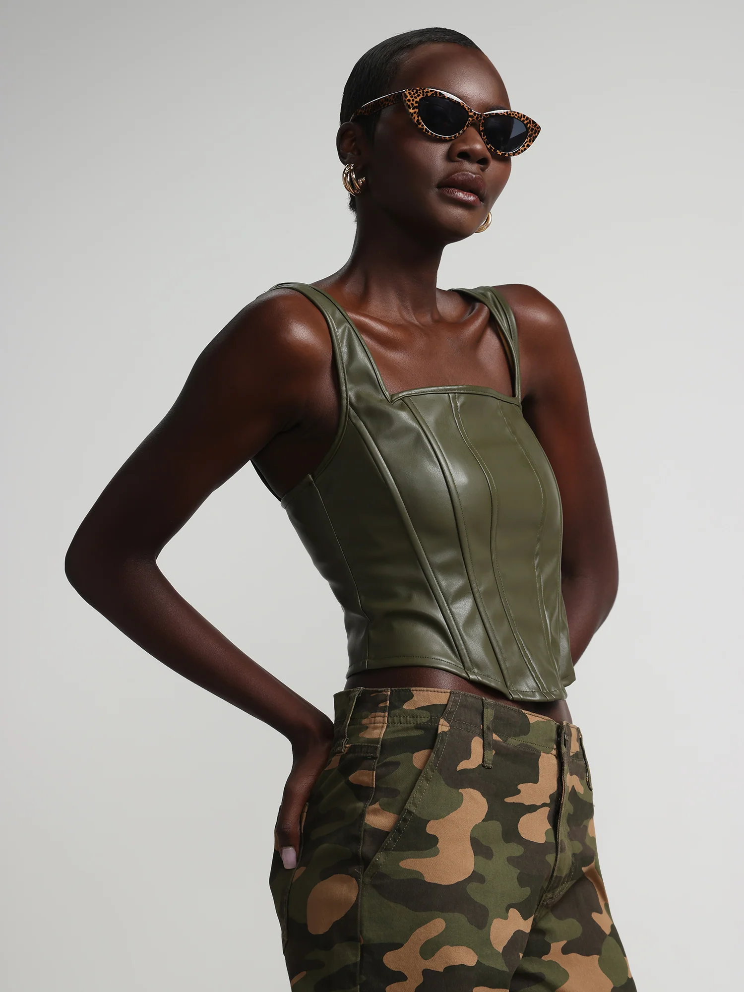 Faux-Leather Corset Top - Image 5