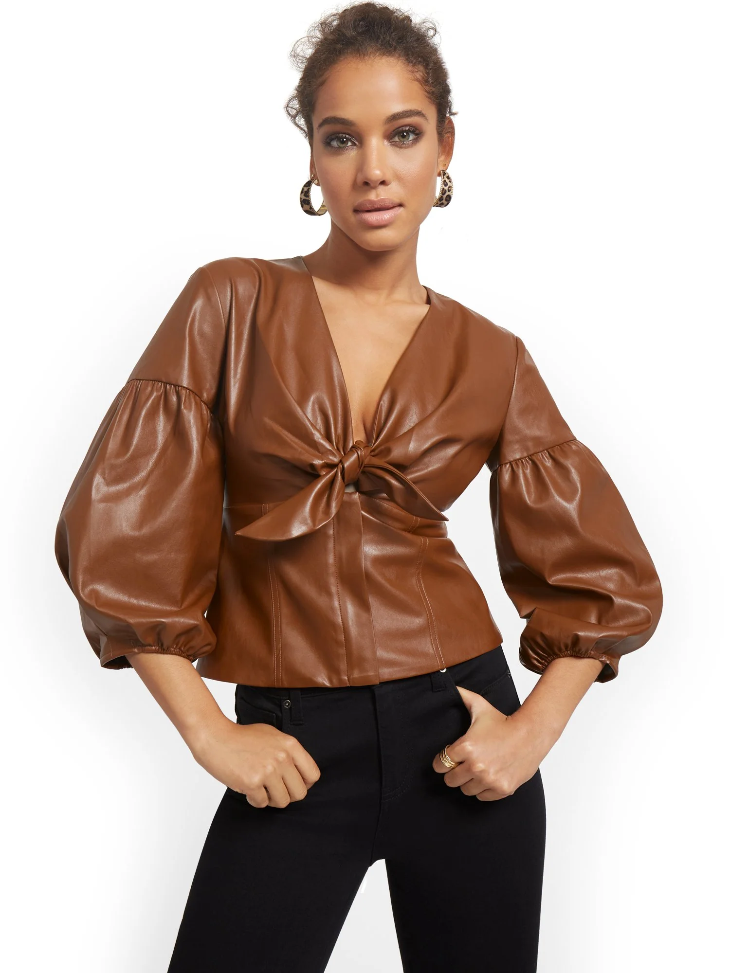 Faux-Leather Corset Top - Image 5