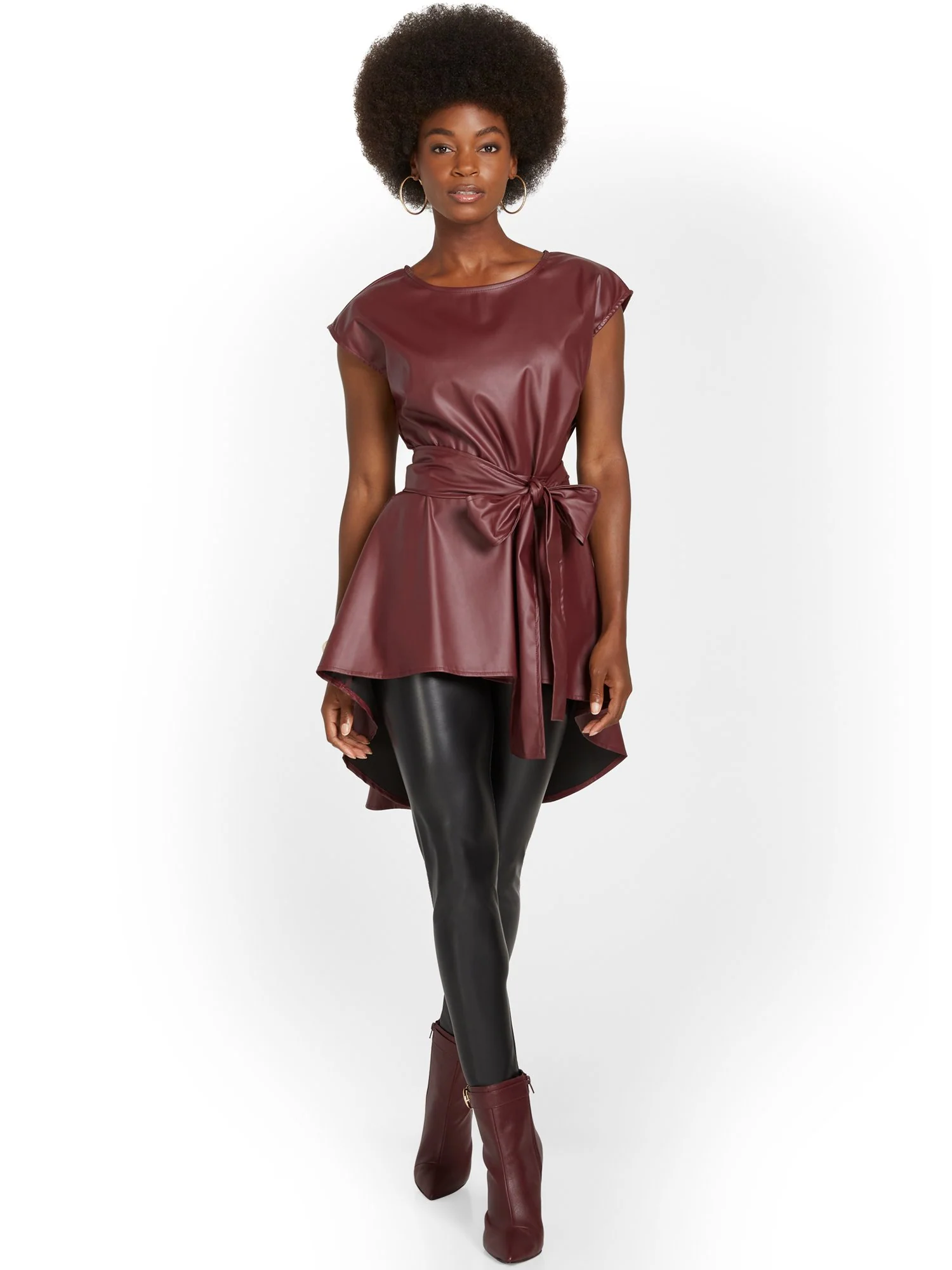 Faux-Leather High-Low Top - Image 5