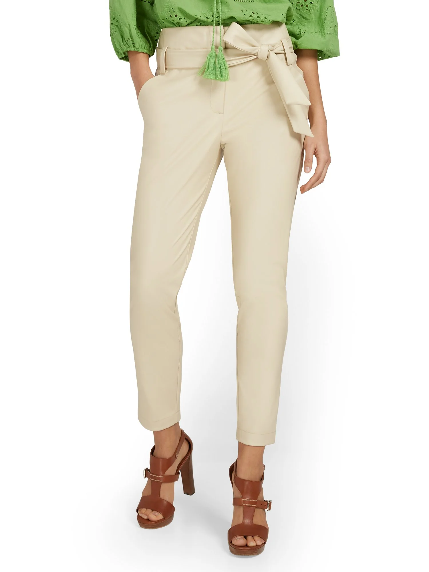 Faux-Leather Madie Paperbag Ankle Pant - Image 5