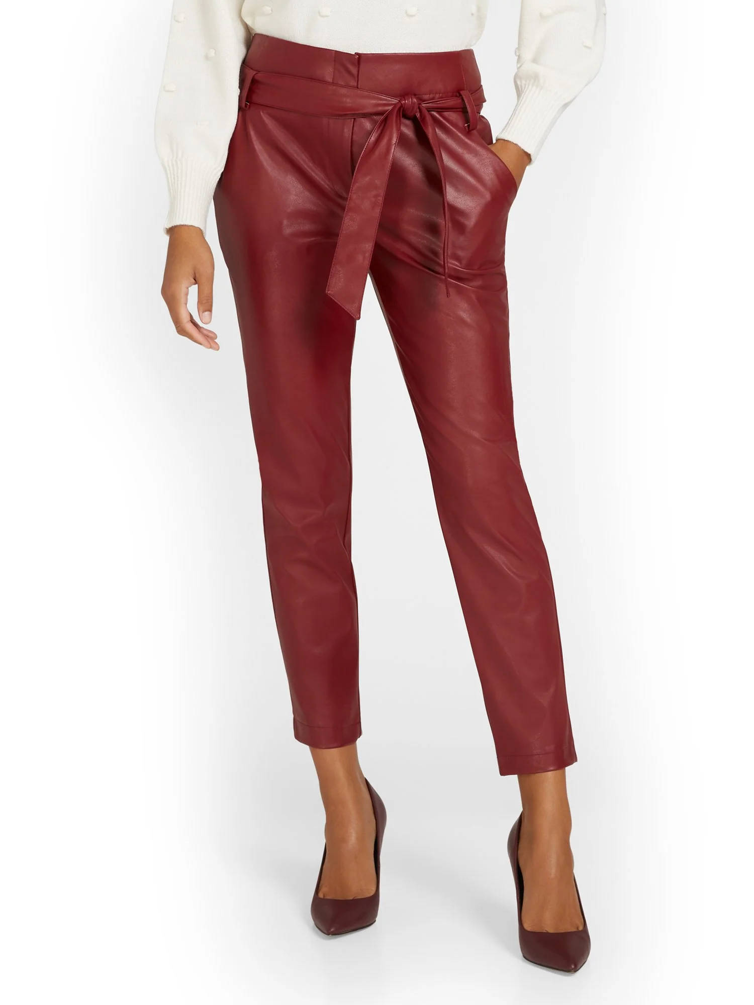 Faux-Leather Madie Paperbag Ankle Pant - Image 9