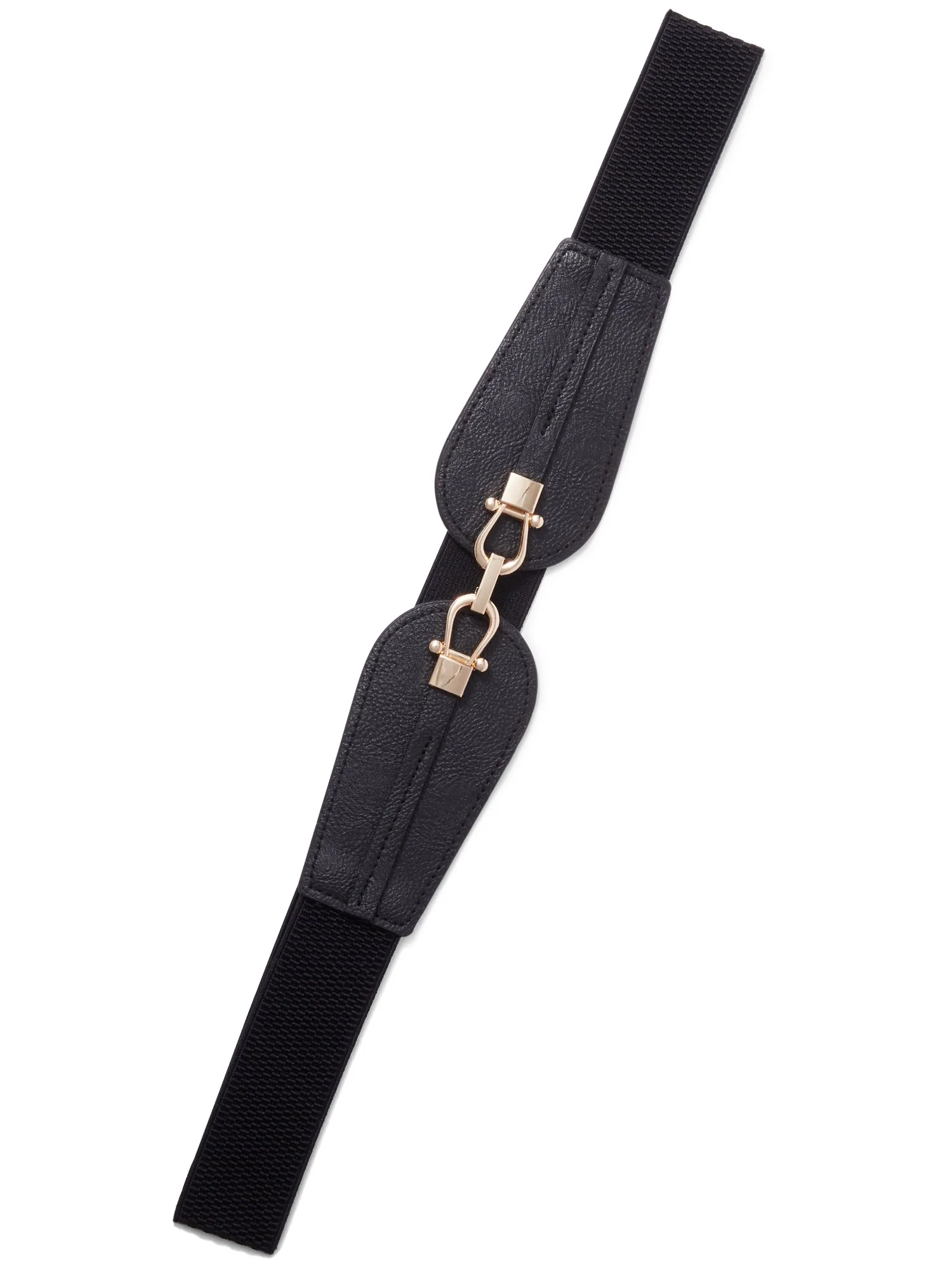 Faux-Leather Metal Clasp Belt