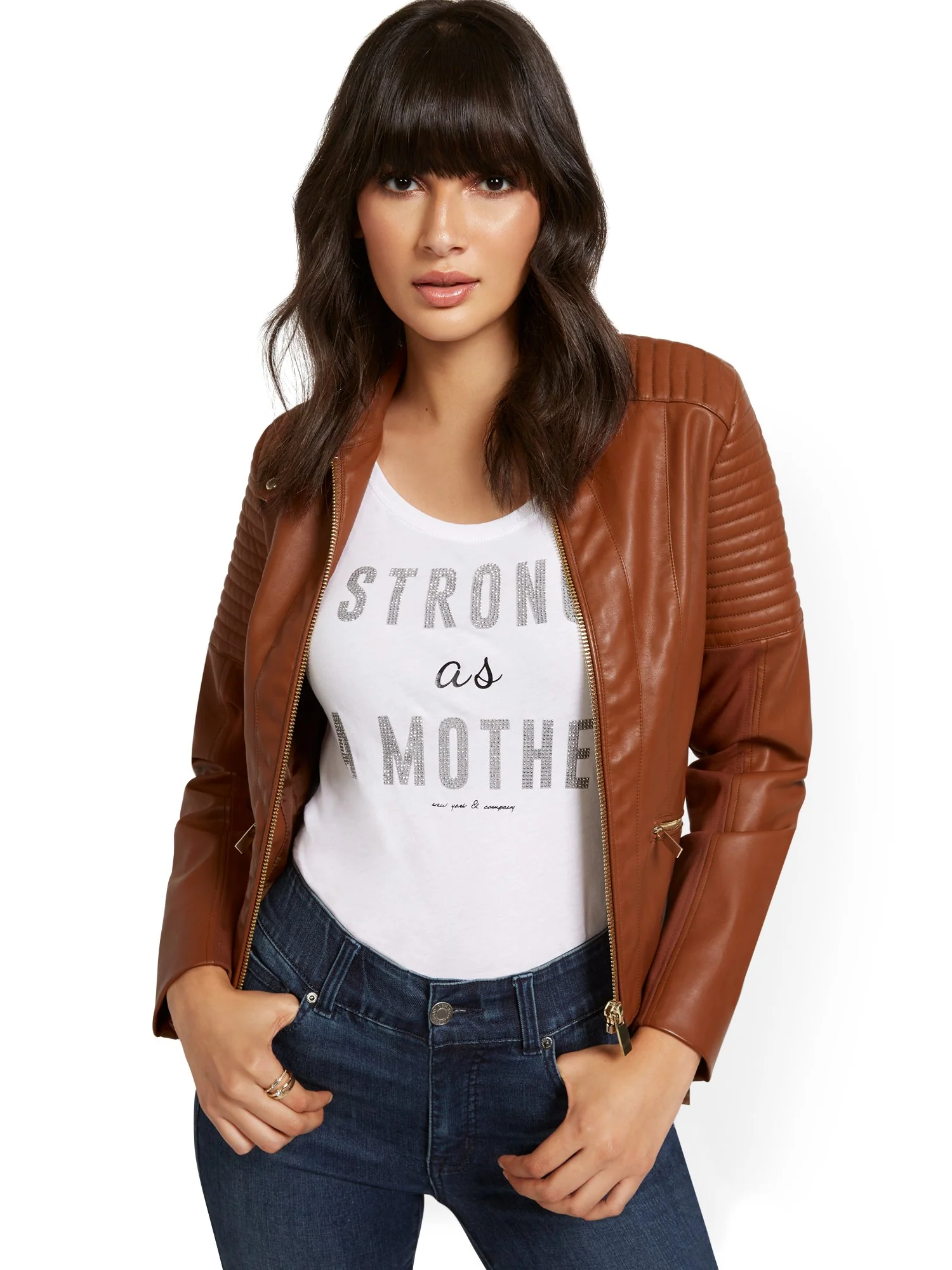 Faux-Leather Moto Jacket - Image 11
