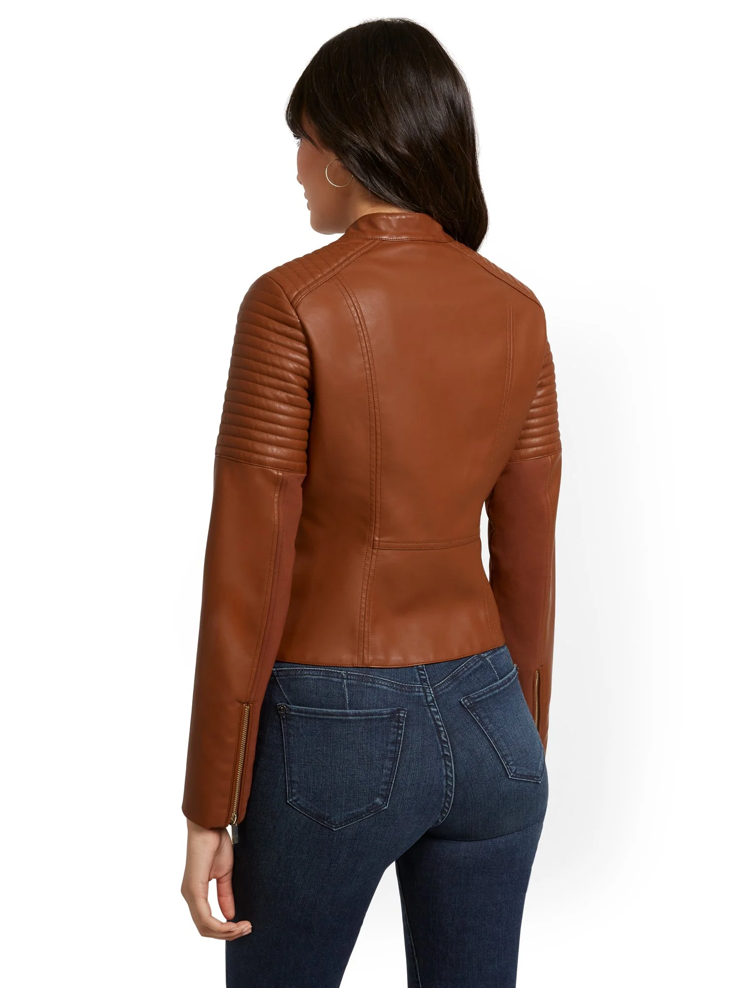 Faux-Leather Moto Jacket - Image 12