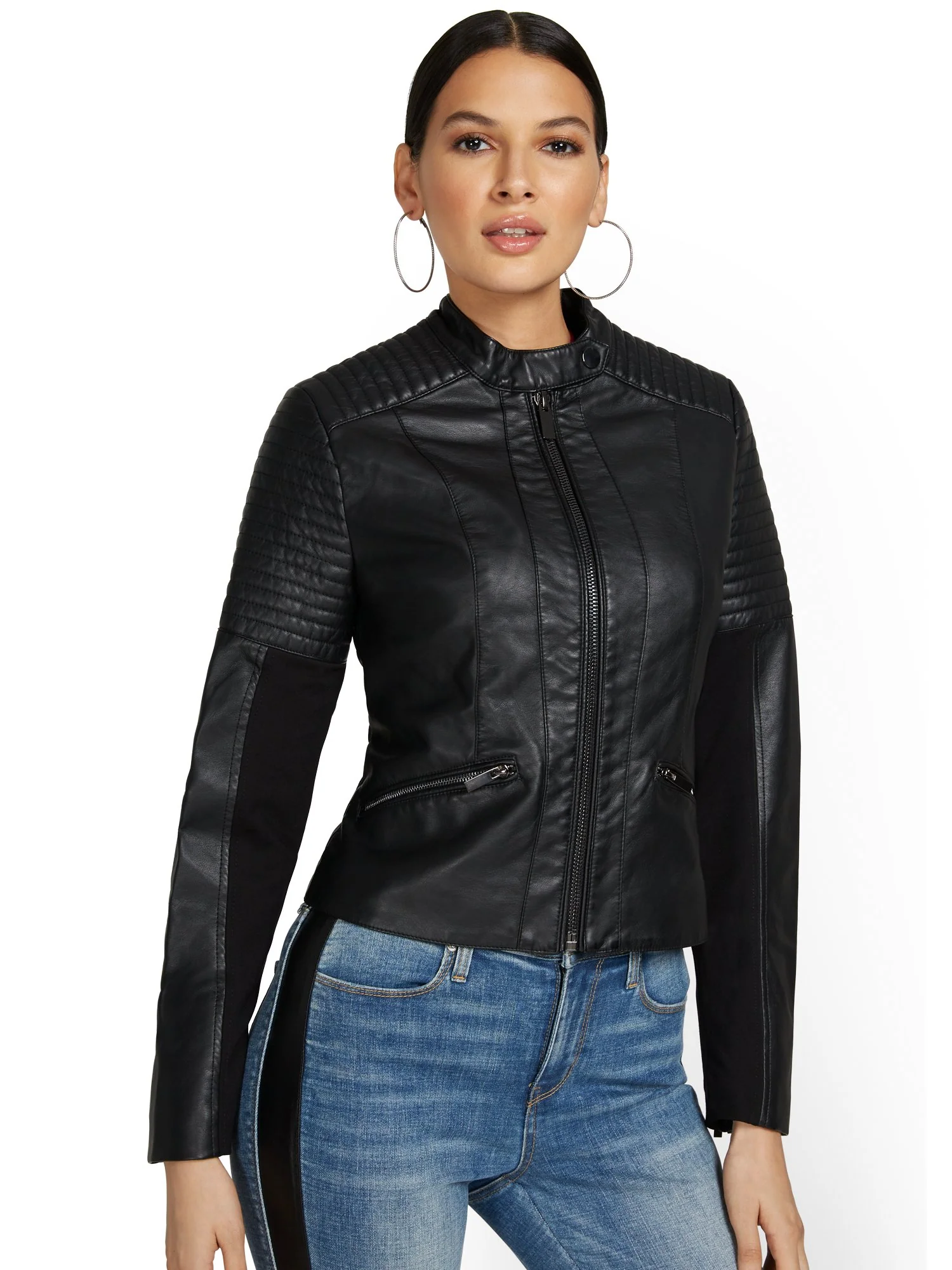 Faux-Leather Moto Jacket - Image 2