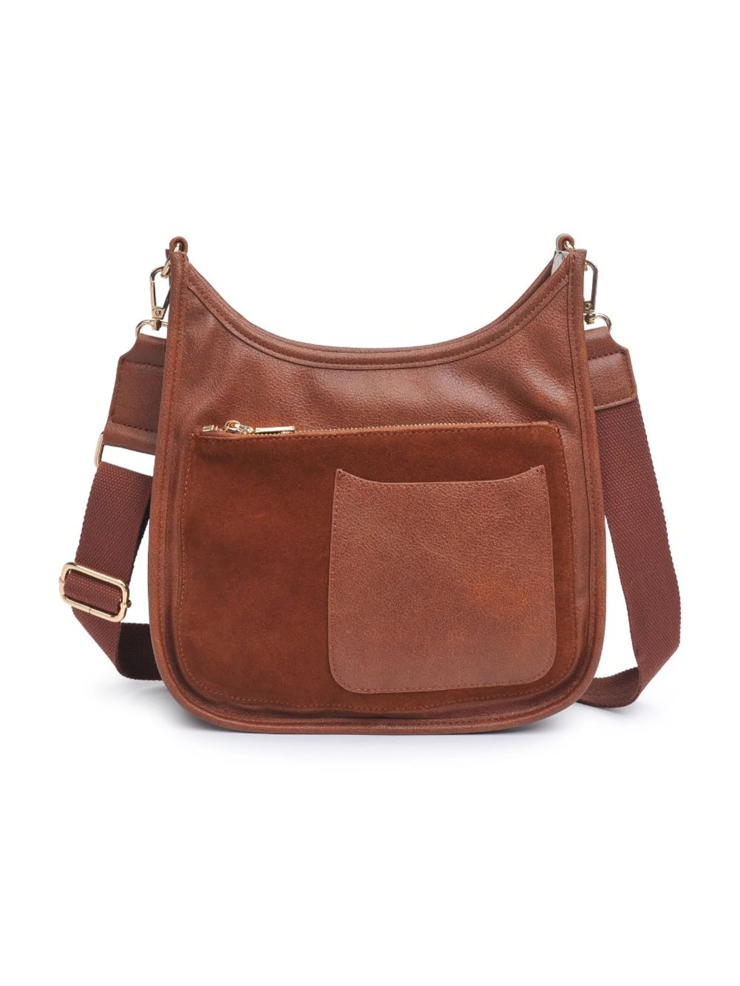 Moda Luxe Faux Leather Multi-Pocket Front Crossbody Bag, Cognac - Brands We Love - Image 2