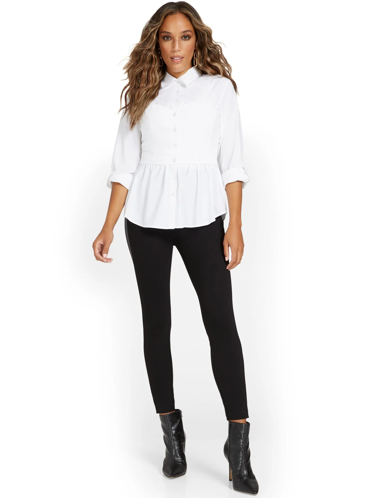 Faux-Leather Panel Legging