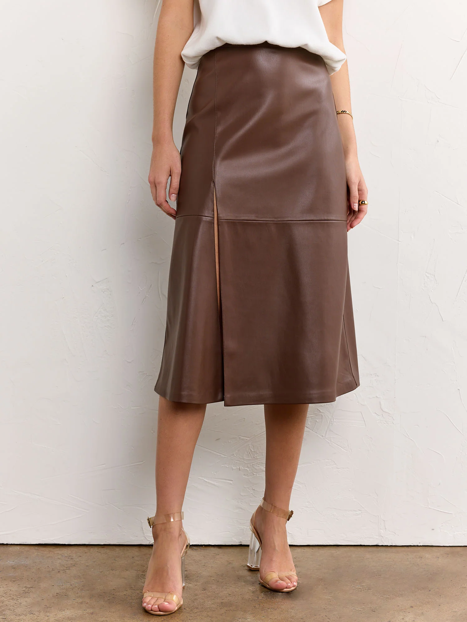 Faux Leather Pencil Skirt - Aaron & Amber - Image 7
