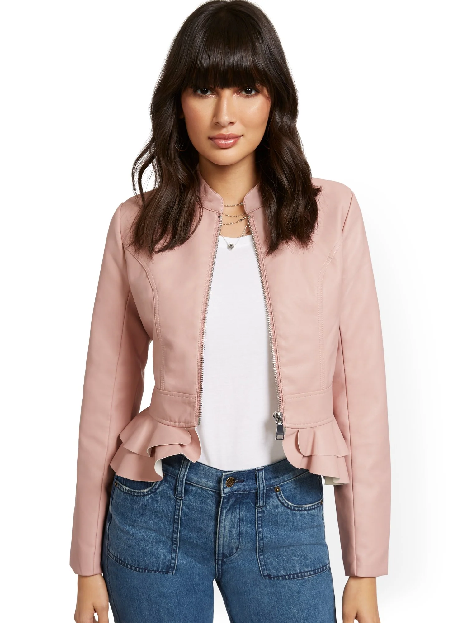 Faux Leather Peplum Jacket - Image 7