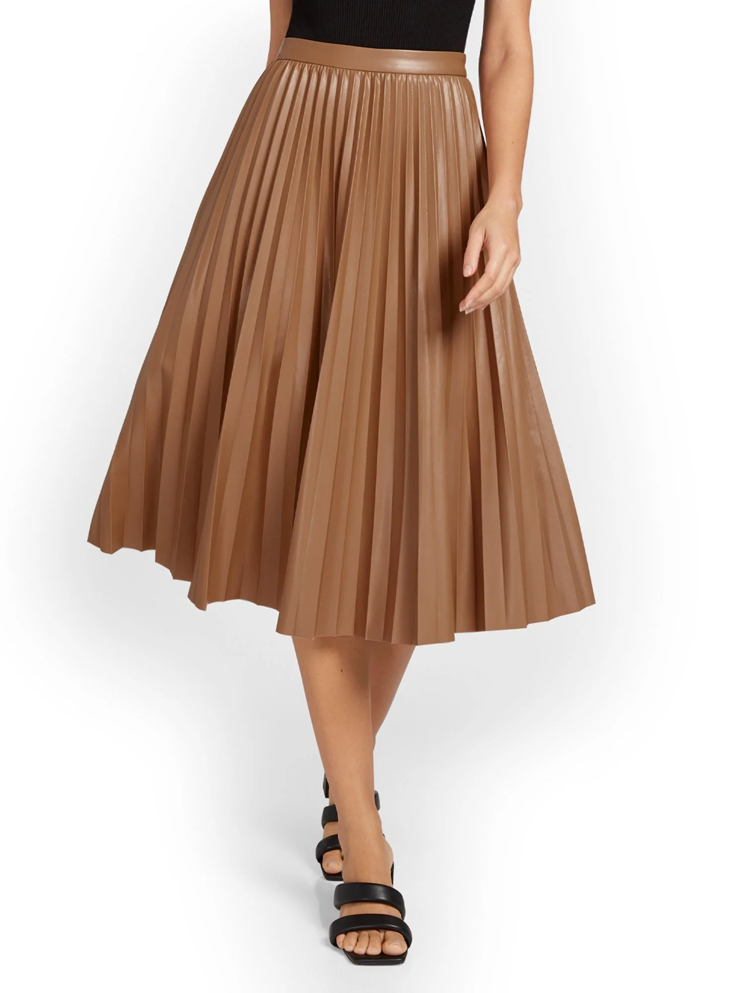 See And Be Seen Faux-Leather Pleated Midi Skirt - Brands We Love - Image 2