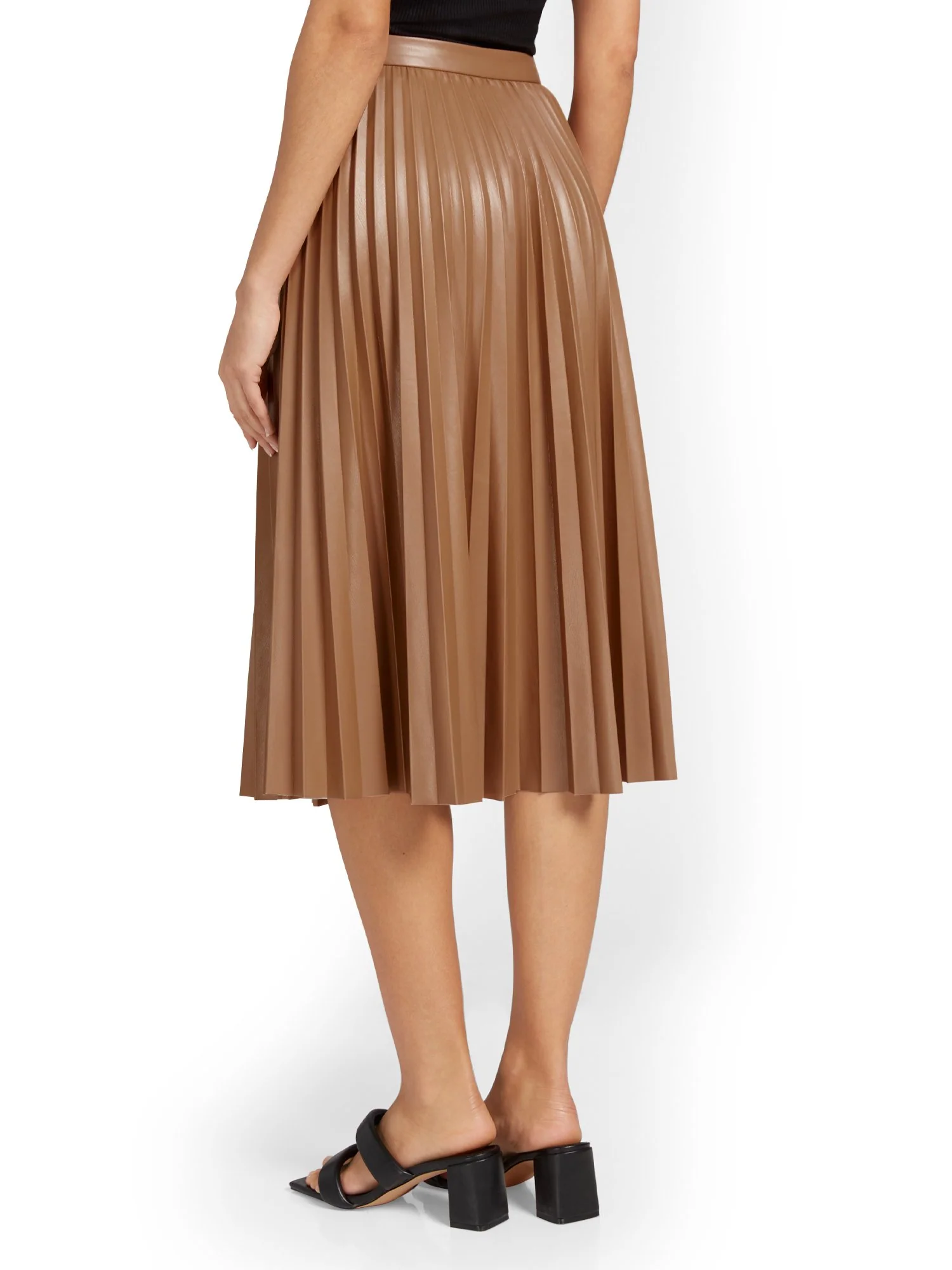 See And Be Seen Faux-Leather Pleated Midi Skirt - Brands We Love - Image 3