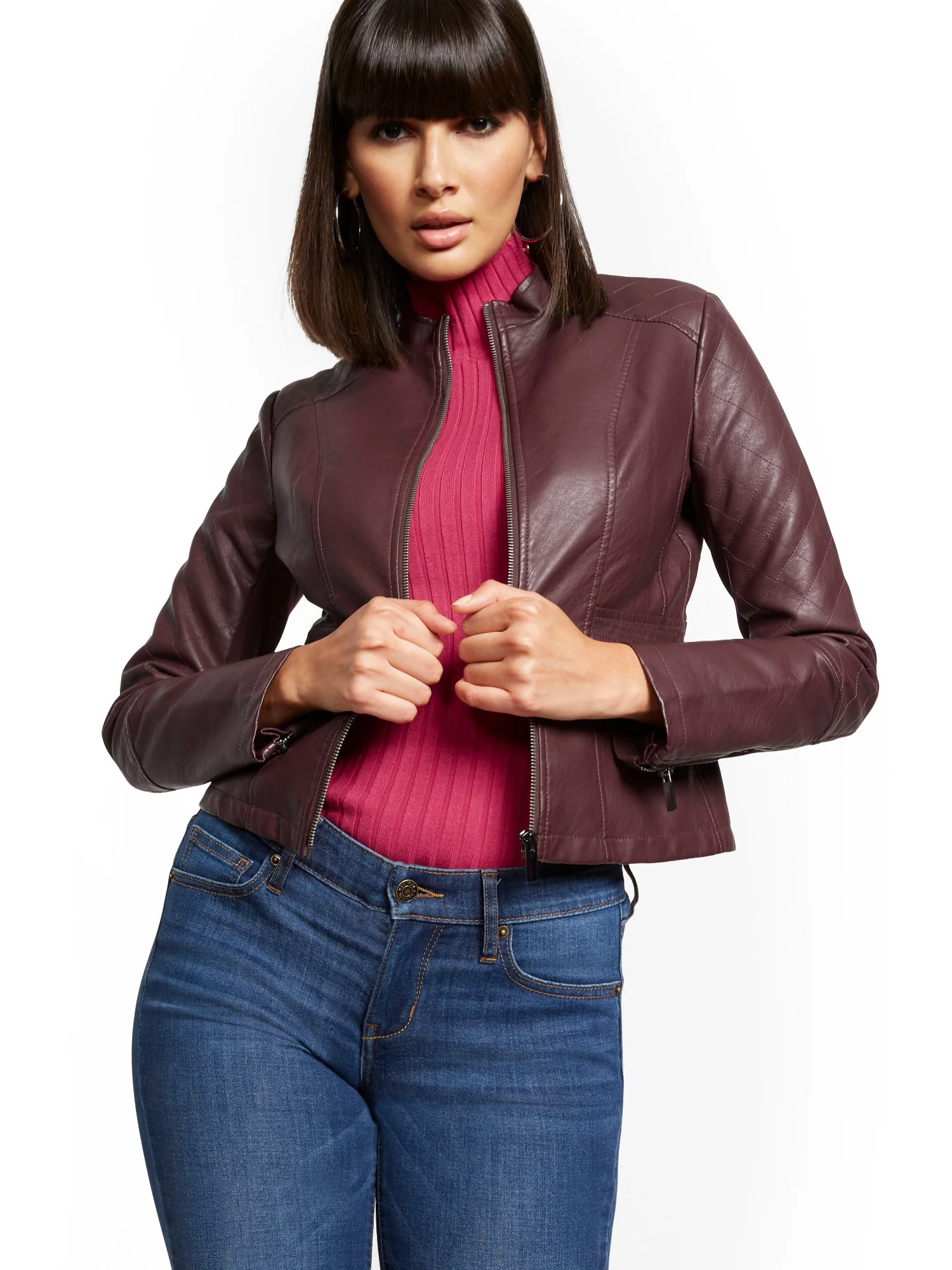 Faux-Leather Quilted Jacket - Image 10