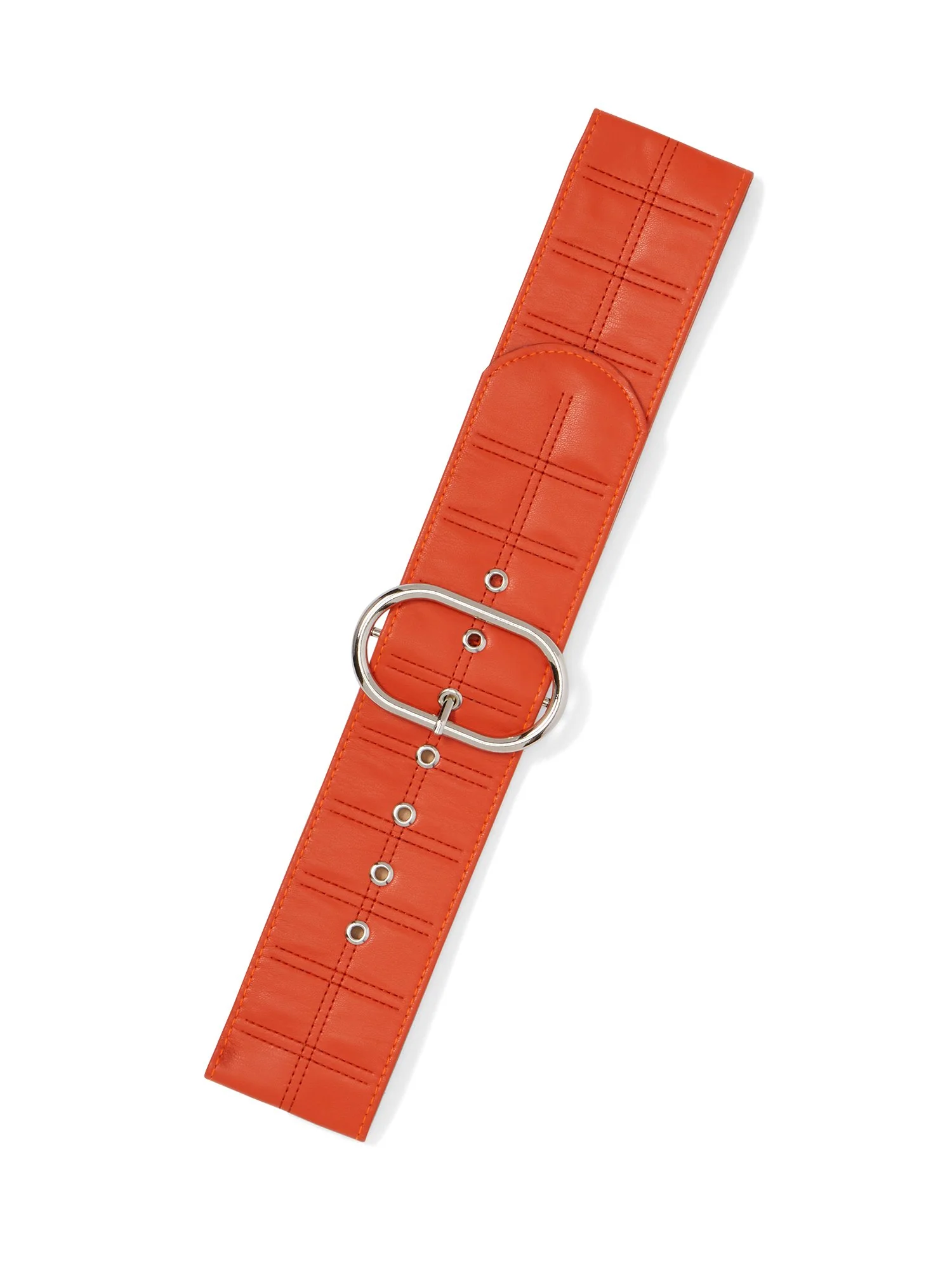 Faux-Leather Seamed Waist Belt