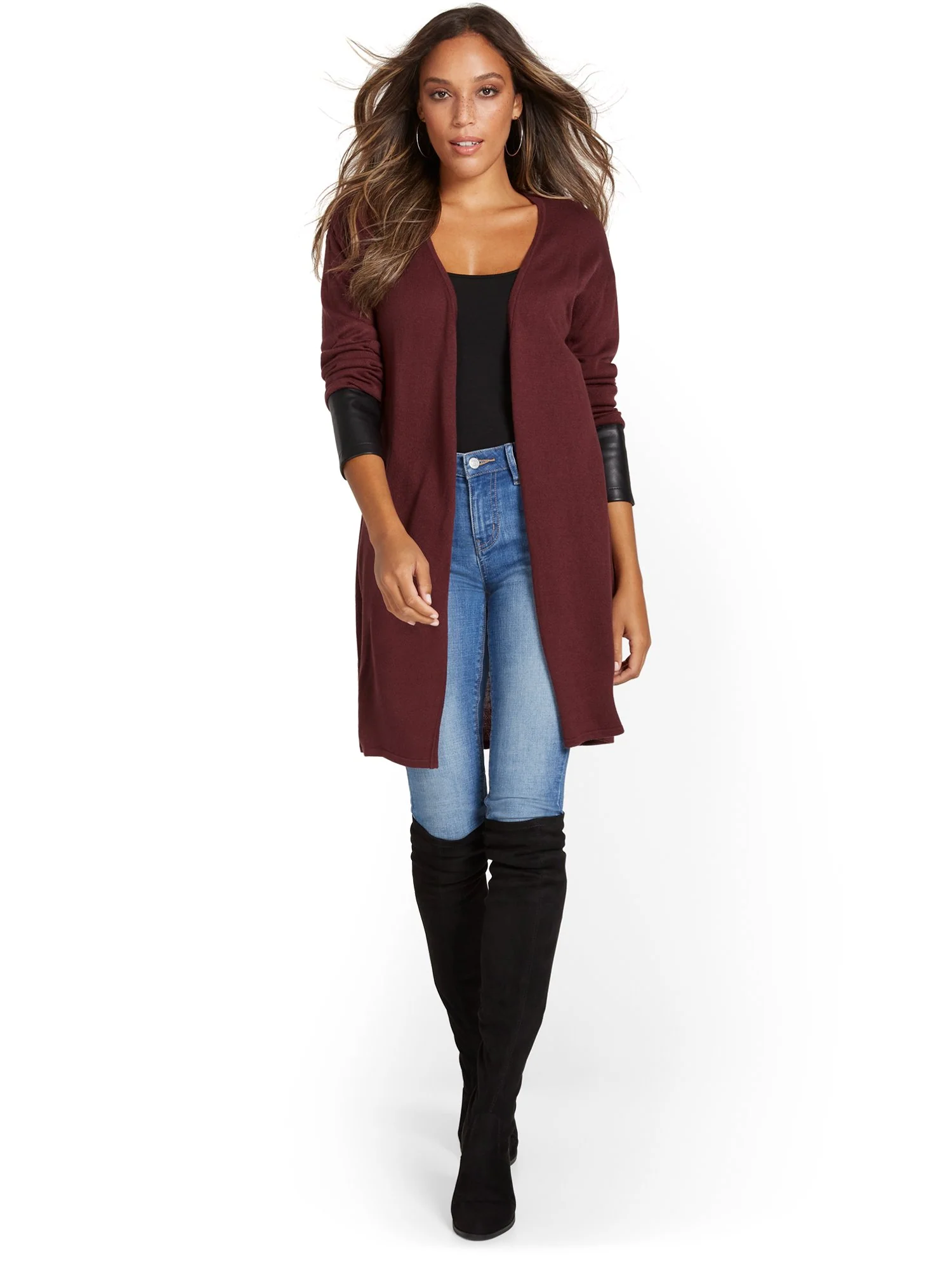 Faux-Leather Sleeve Duster - Image 5
