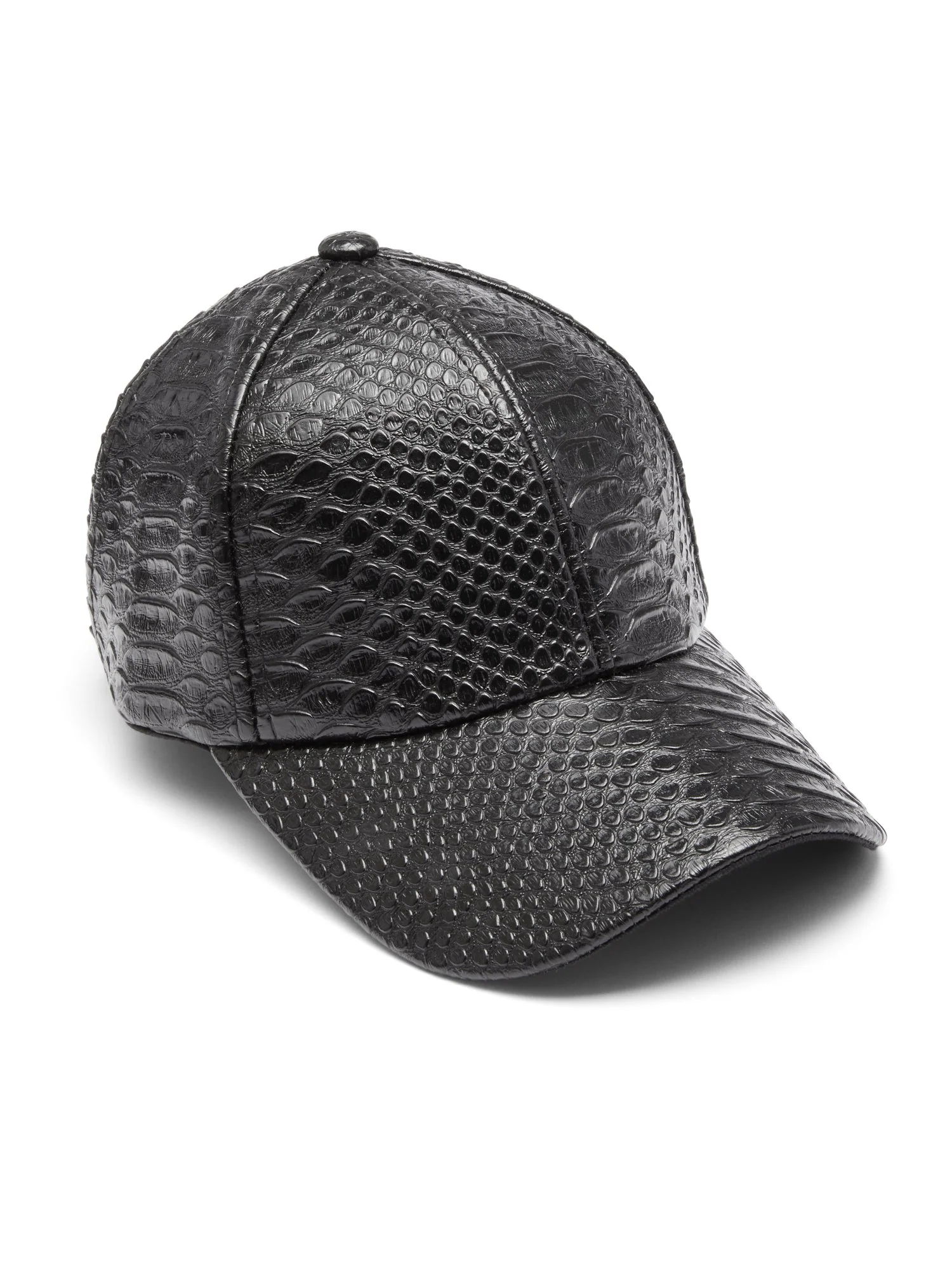 Faux-Leather Snakeskin Baseball Cap