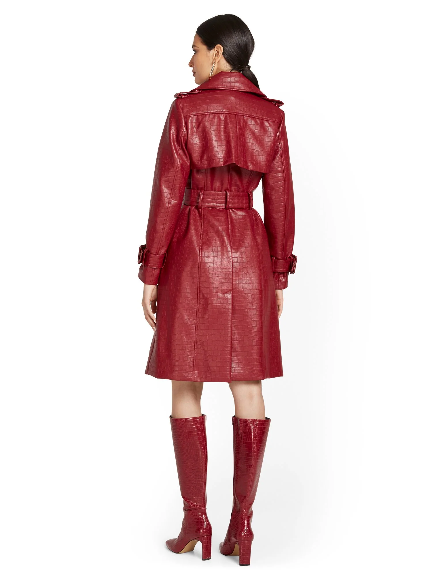 Faux-Leather Snakeskin Trenchcoat - Image 3